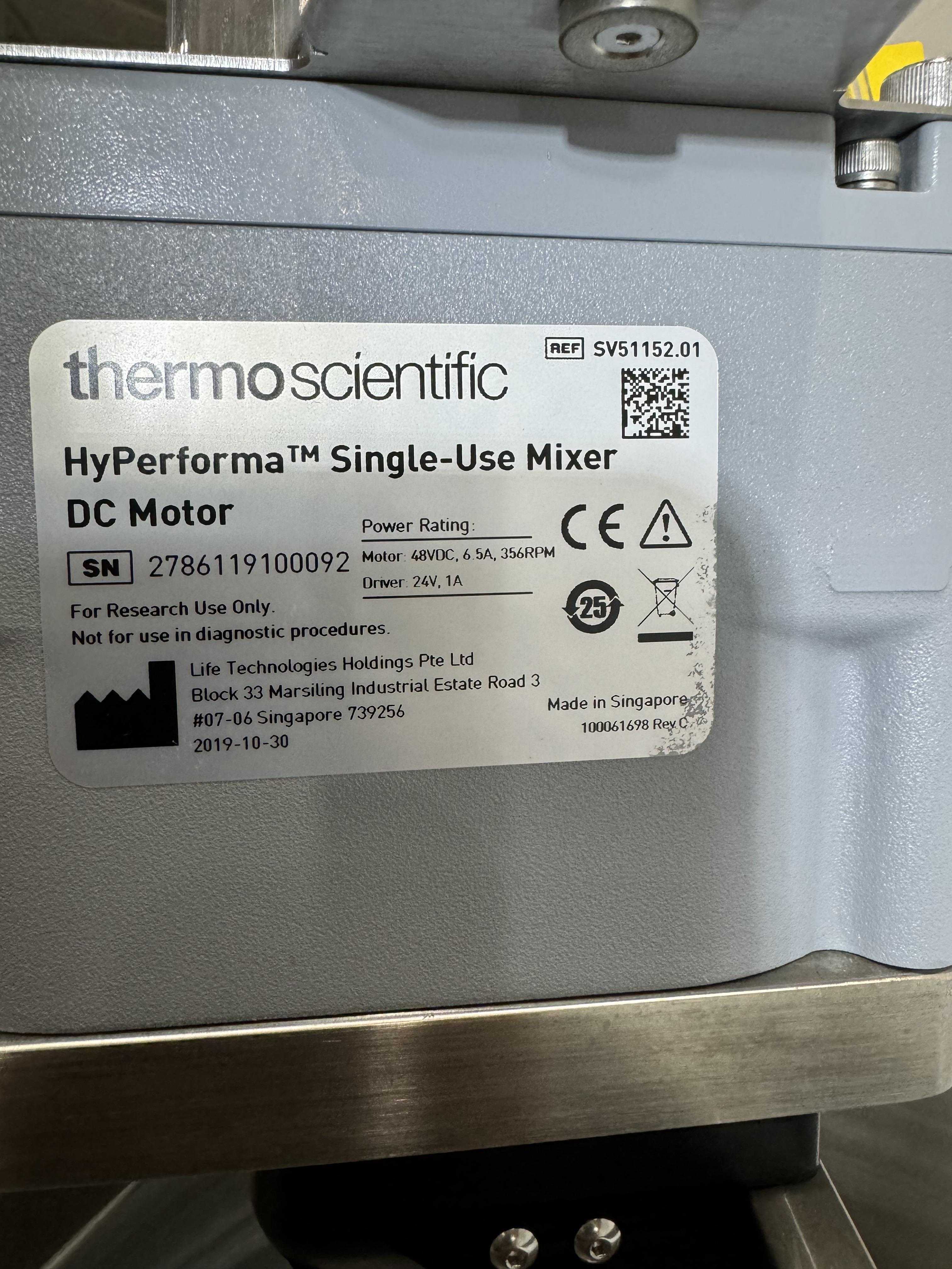 Thermo Scientific SUM0200.9002 HyPerforma 200L Single-Use Mixer, Jacketed, DC Motor