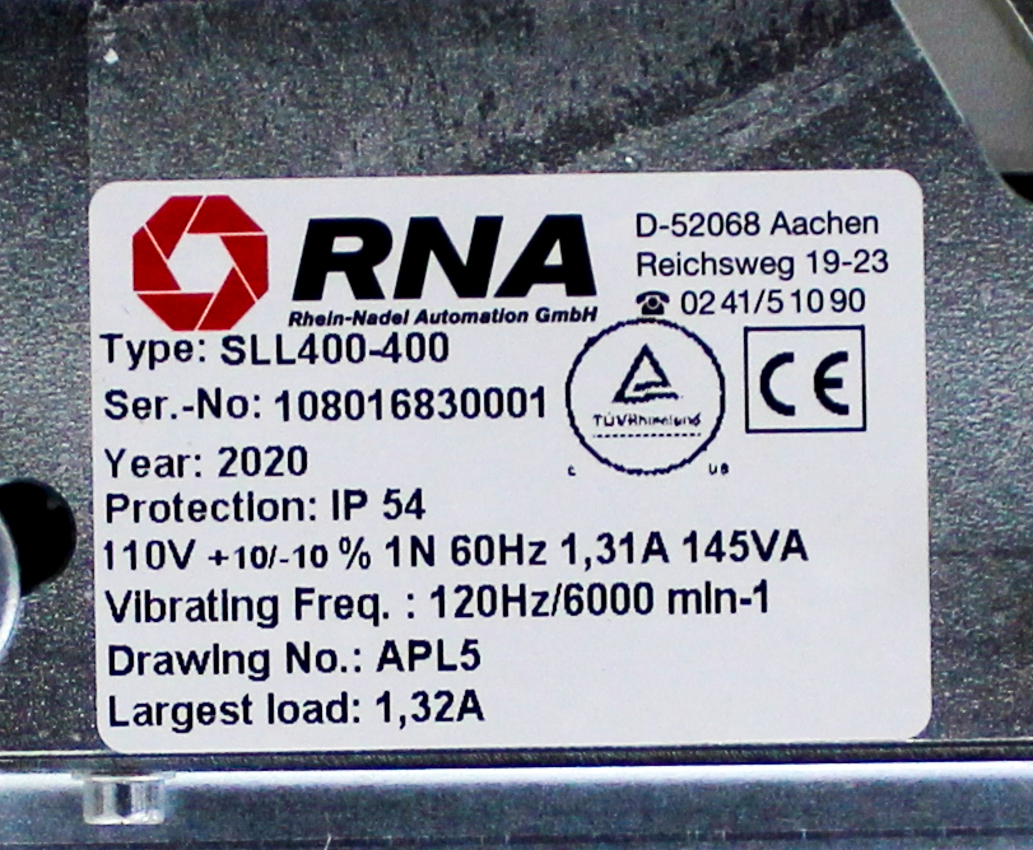 RNA SLL400-400 Vibratory Linear Feeder Robust Performance Adjustable Angles