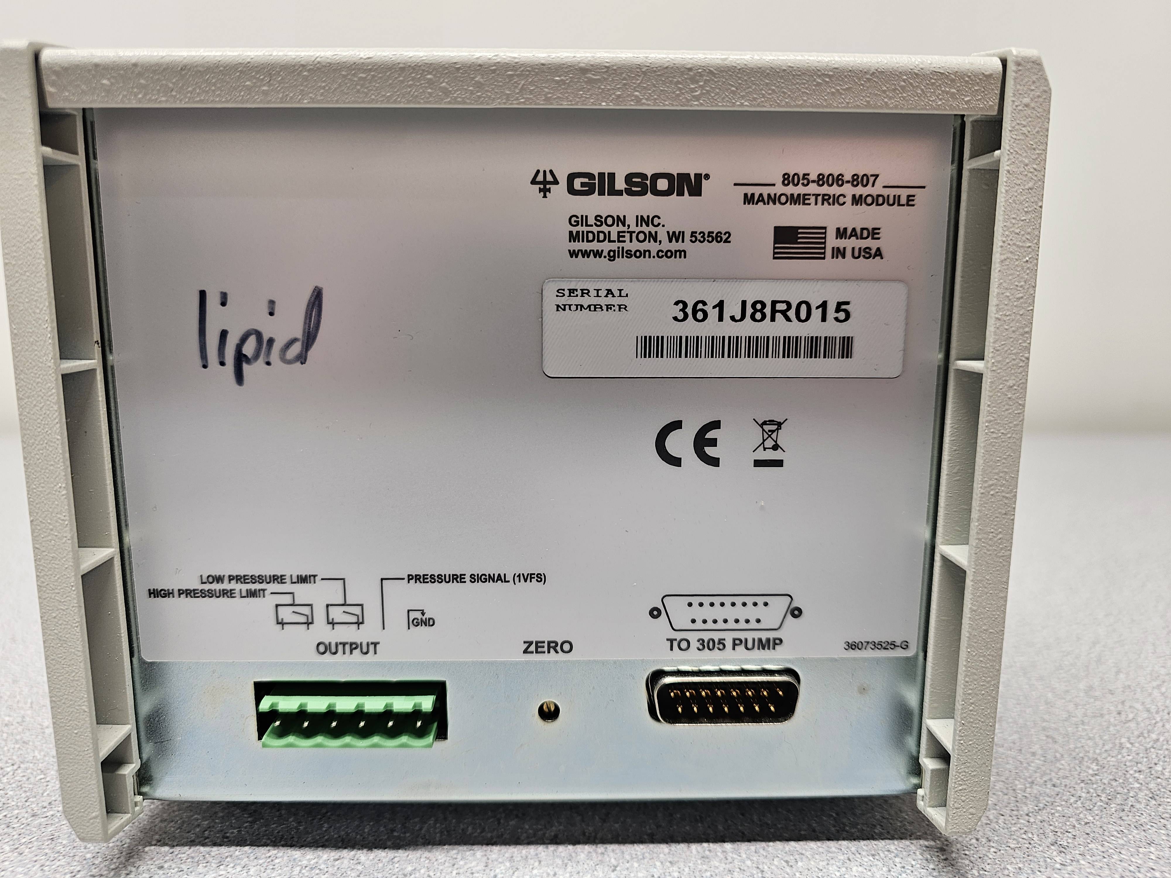 Gilson 806 Manometric Module Preparative HPLC 0-50 ml/min 4600 PSI Capacity