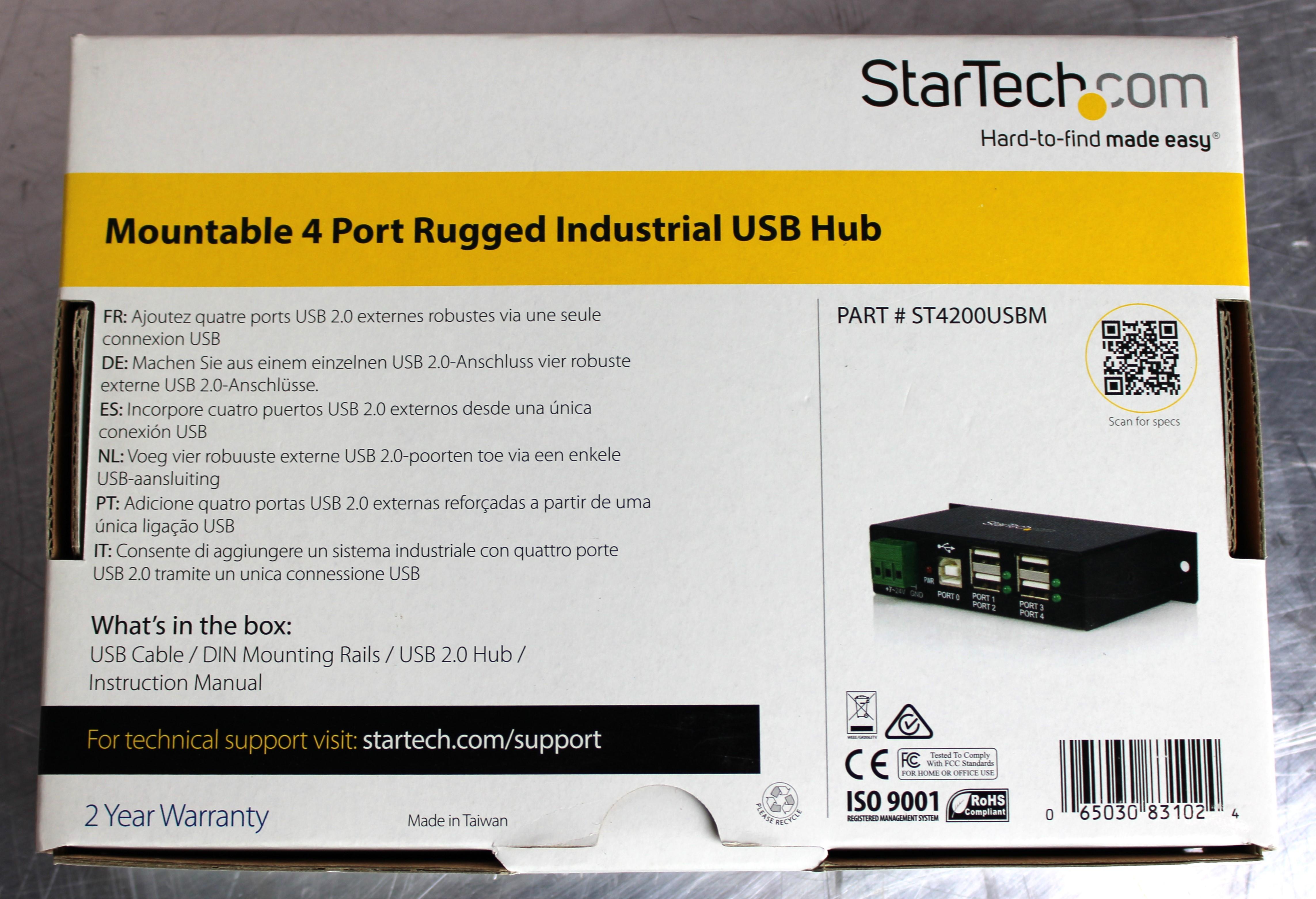 StarTech 4 Port USB 2.0 Hub Connectivity System High-Speed 480Mbps