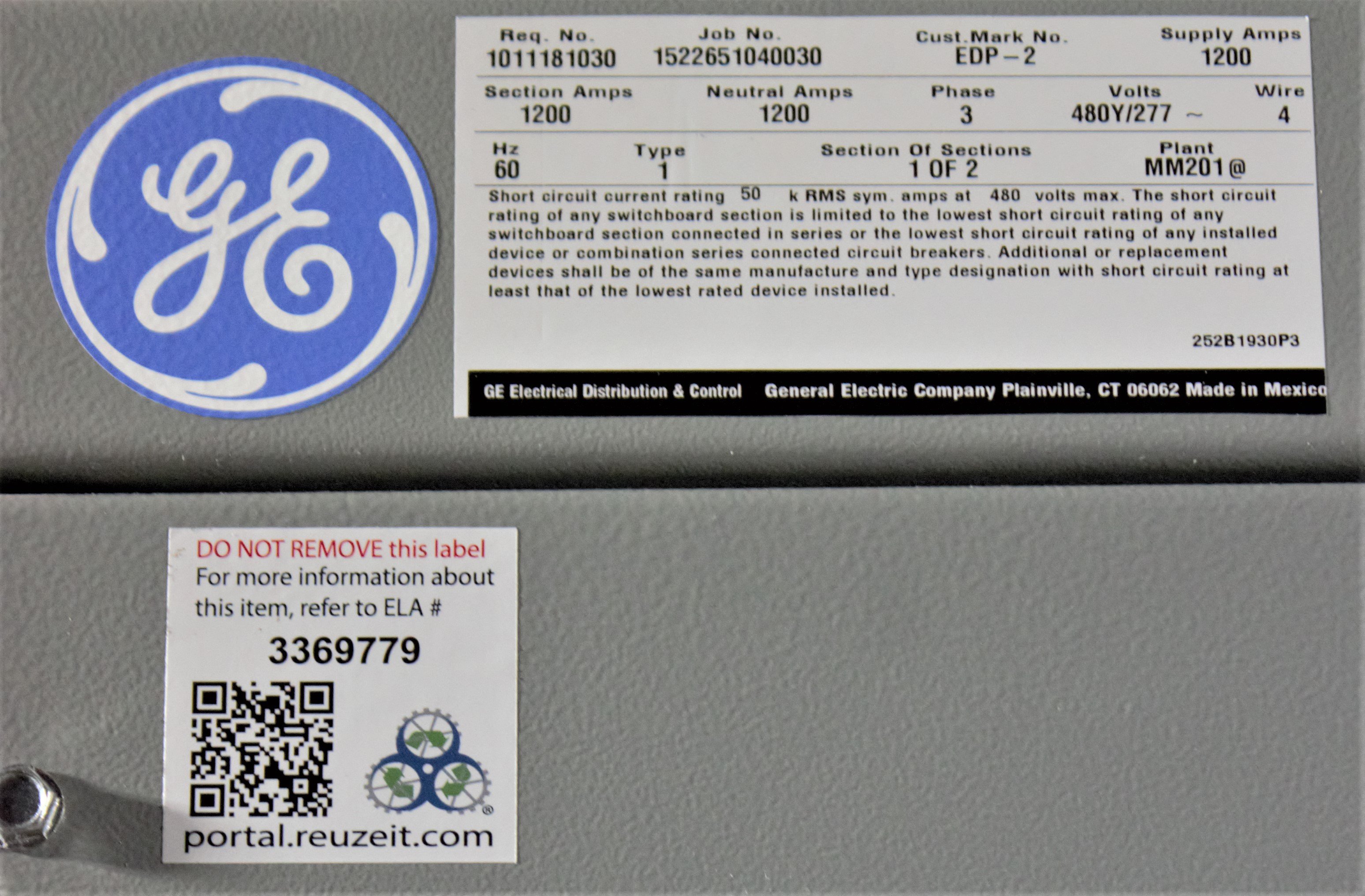 ABB Spectra Series Switchboard Group Mounted Circuit Breakers Unit 277V/480V