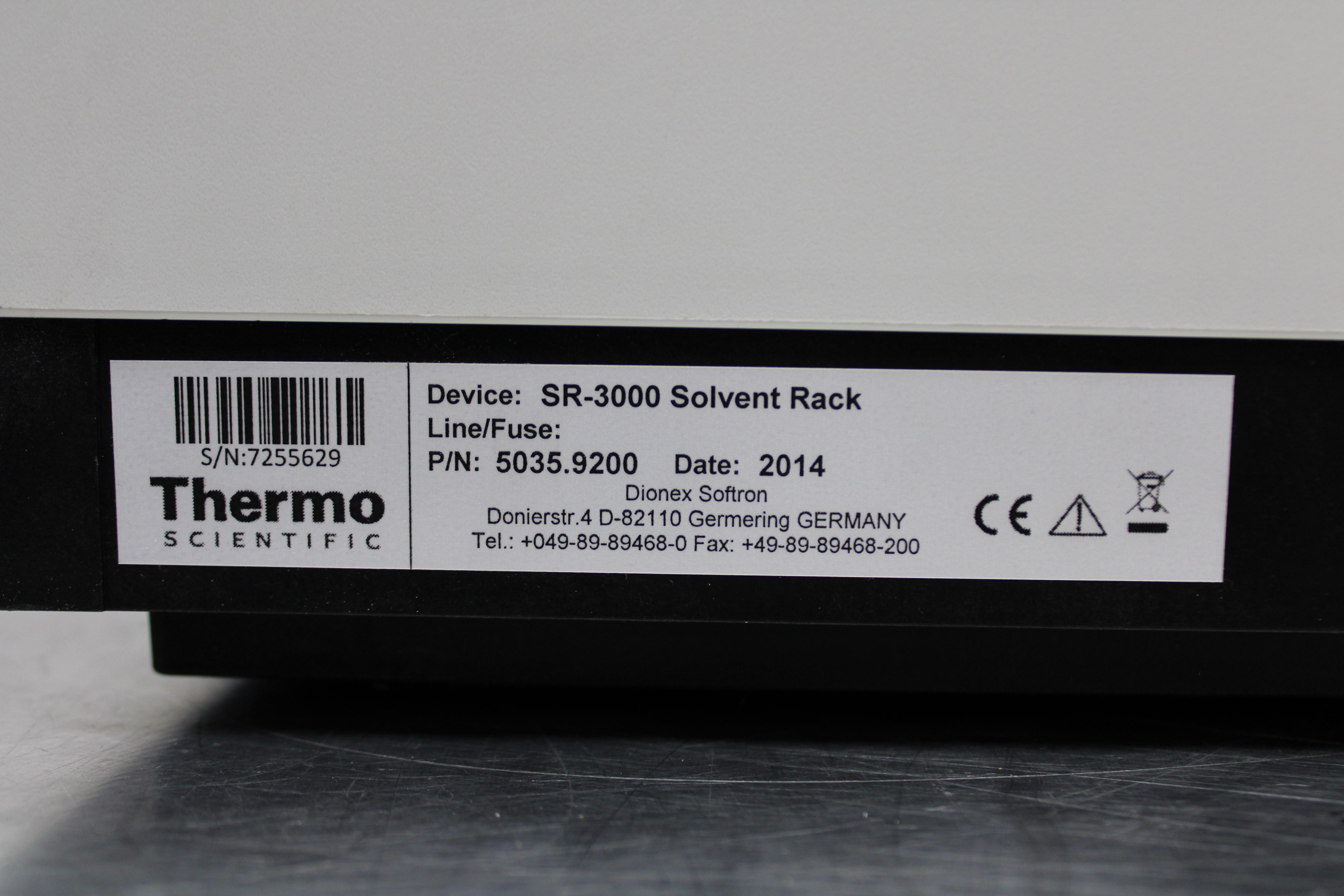 Thermo SR-3000 Solvent Rack 5035.9200 HPLC Lab Storage 30V Nine Bottle