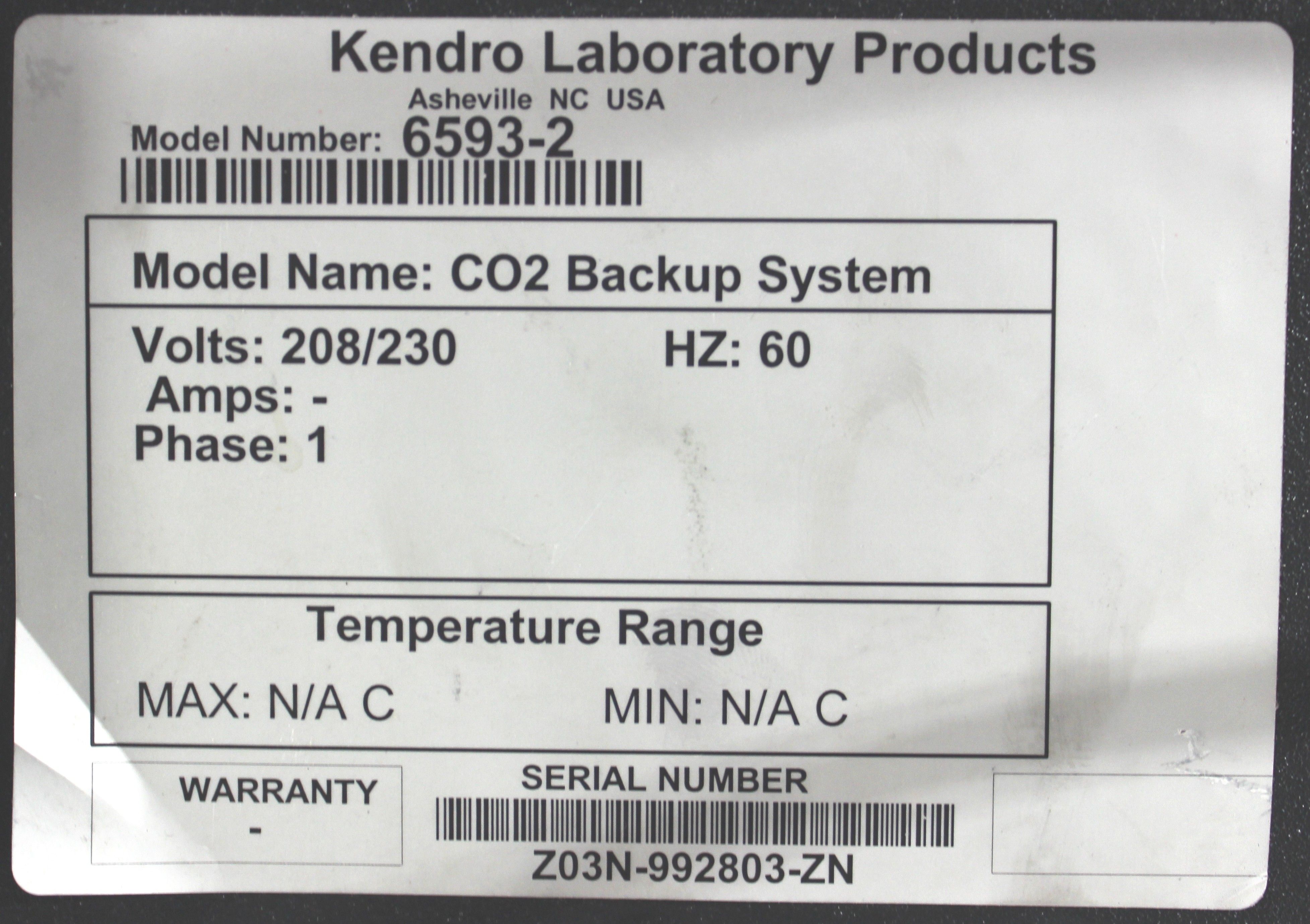 Kendro 6593-2 CO2 Backup System Incubator Accessory High Demand Component