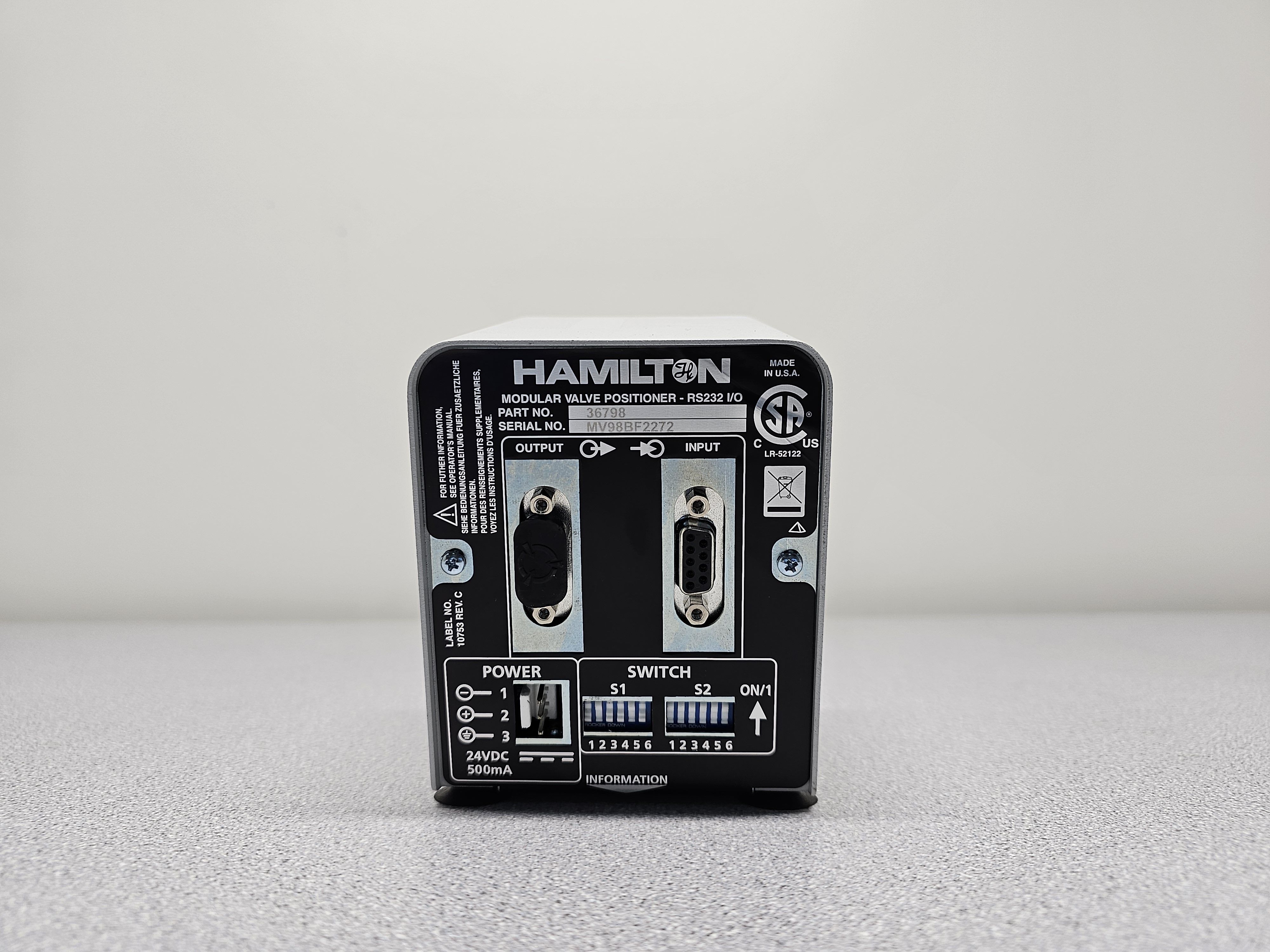 Hamilton 36798 Modular Valve Positioner RS-232 Control For Precision Applications