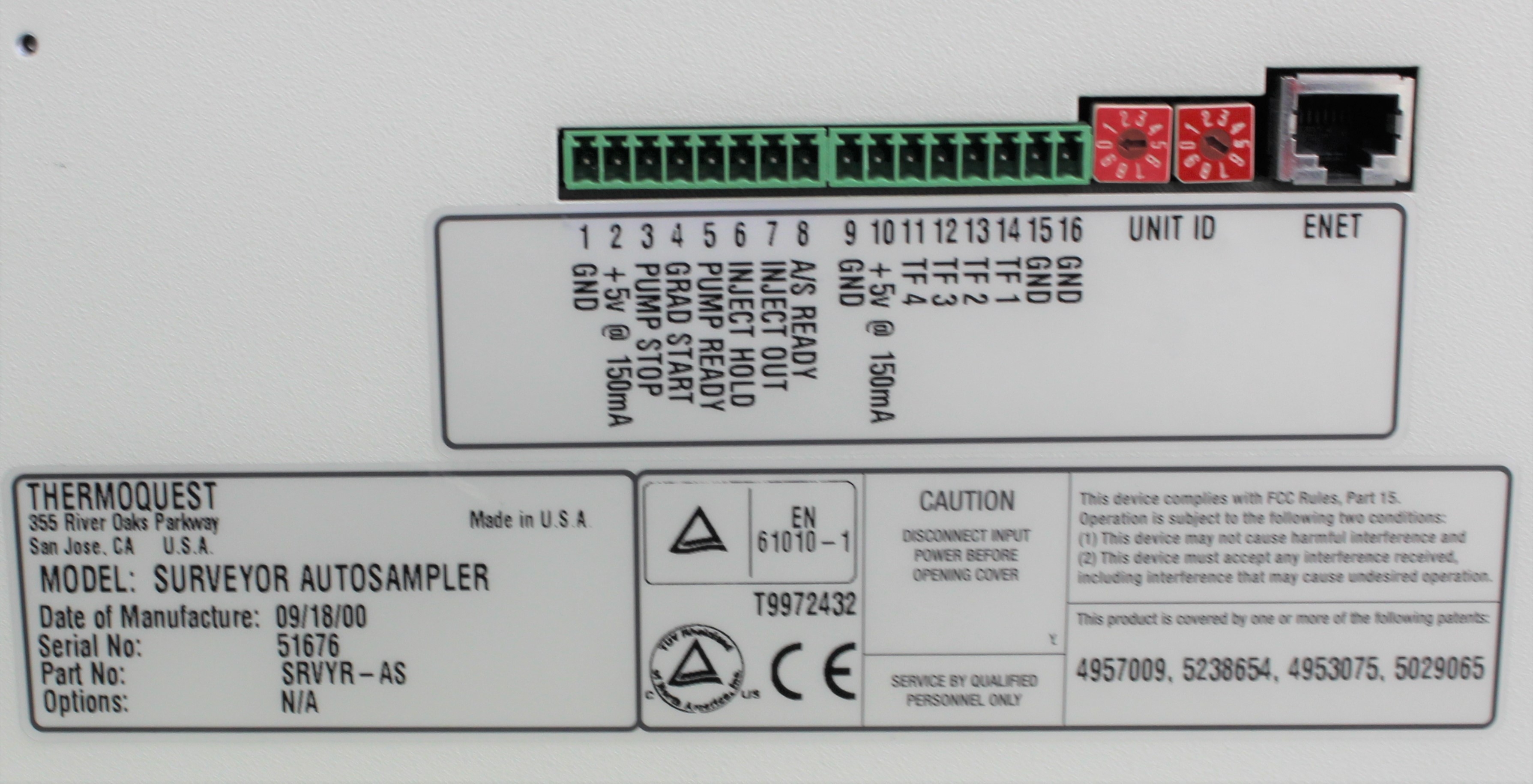 Thermo Surveyor Autosampler SRVYR-AS 200 Vial Capacity Rapid Injection