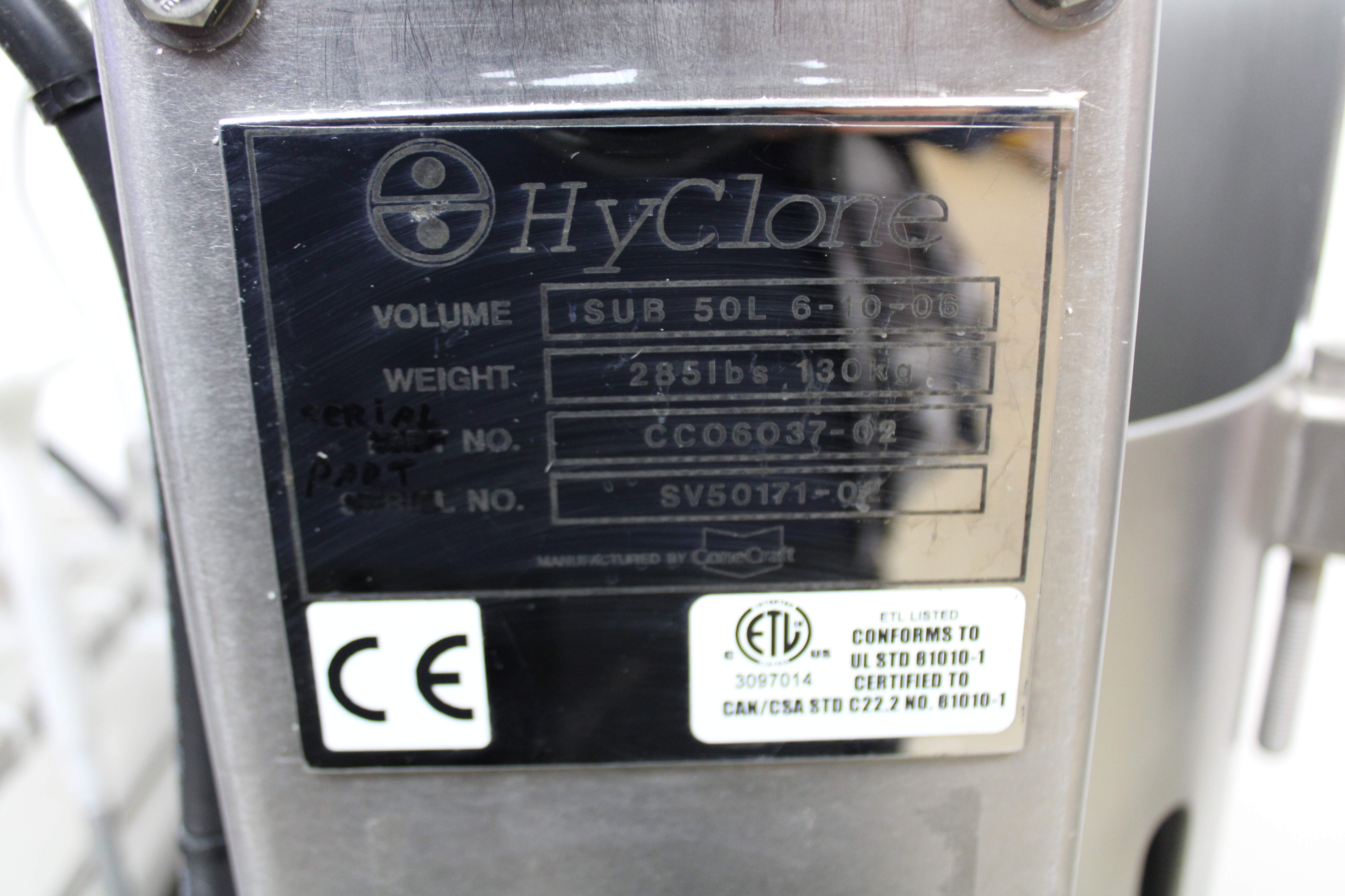 HyClone SV50171.02 50L Single-Use Bioreactor on Rolling Cart with 1/4HP Motor