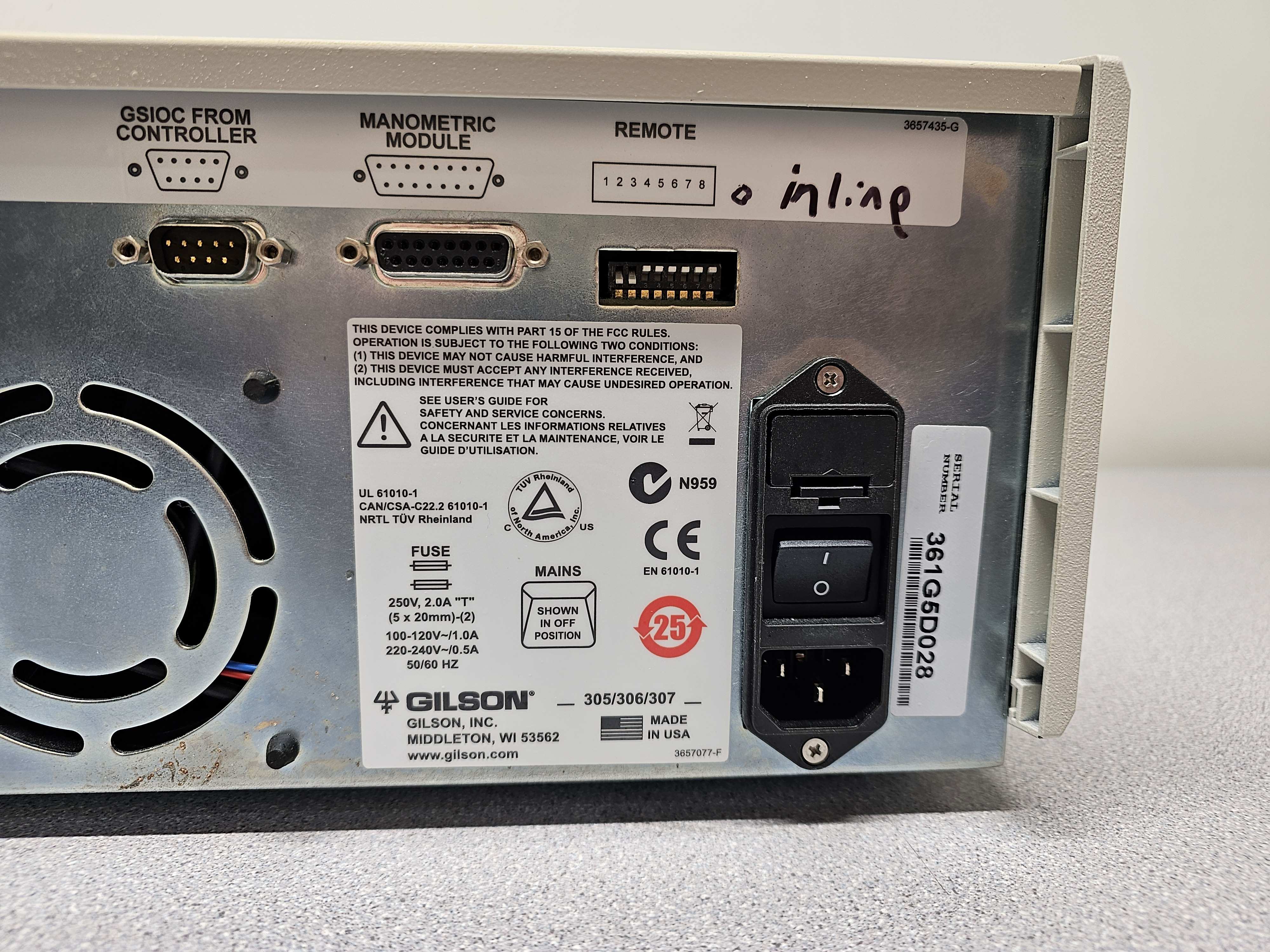 Gilson 306 Pump HPLC System 10 L/min-200 mL/min 120V Used