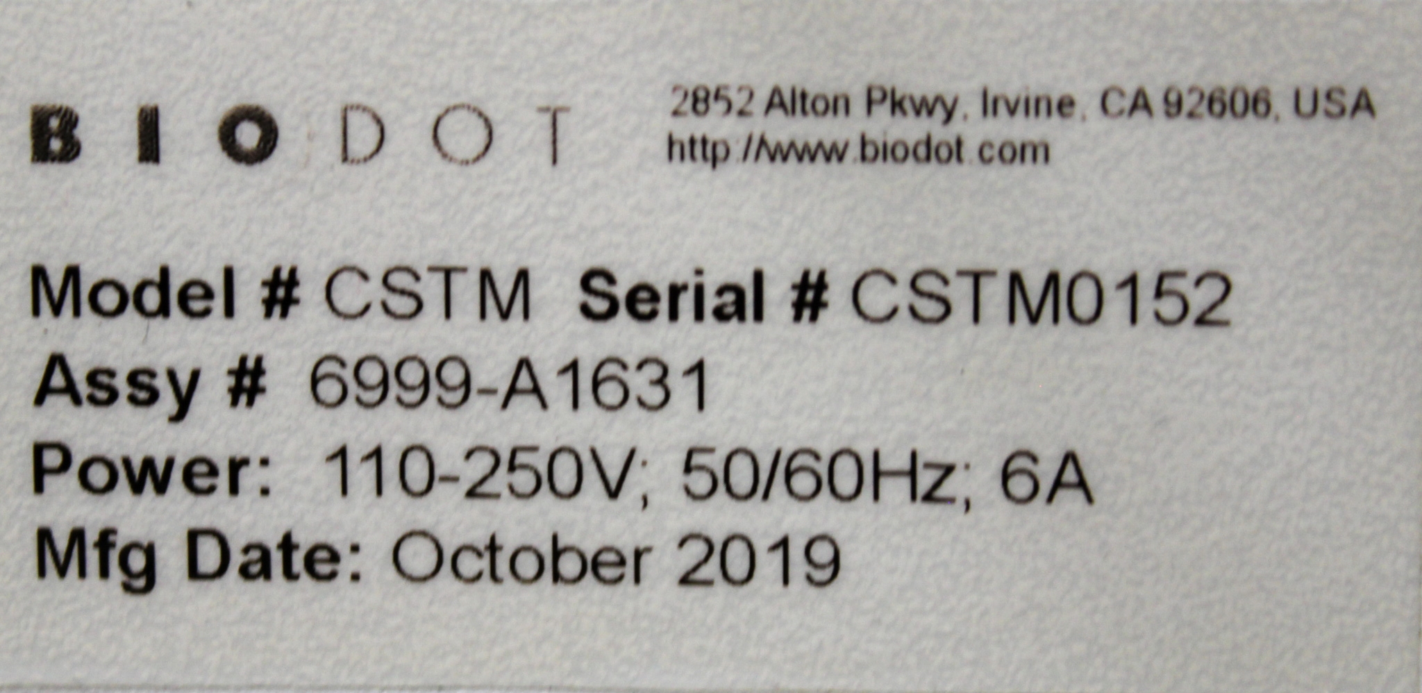 BIODOT CSTM Liquid Handler Automated System 120V 220V 50Hz 60Hz Used