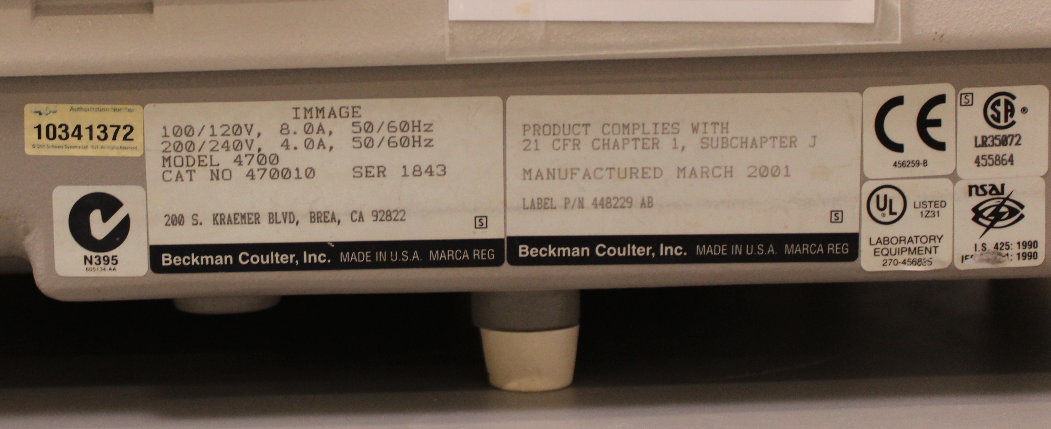 Beckman Coulter Immage 4700 Immunochemistry Analyzer Includes Computer