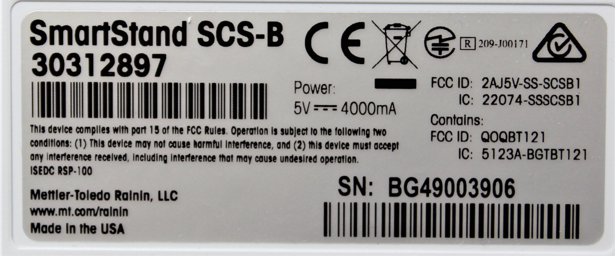 Rainin SmartStand SCS-B Pipette Management System with Bluetooth