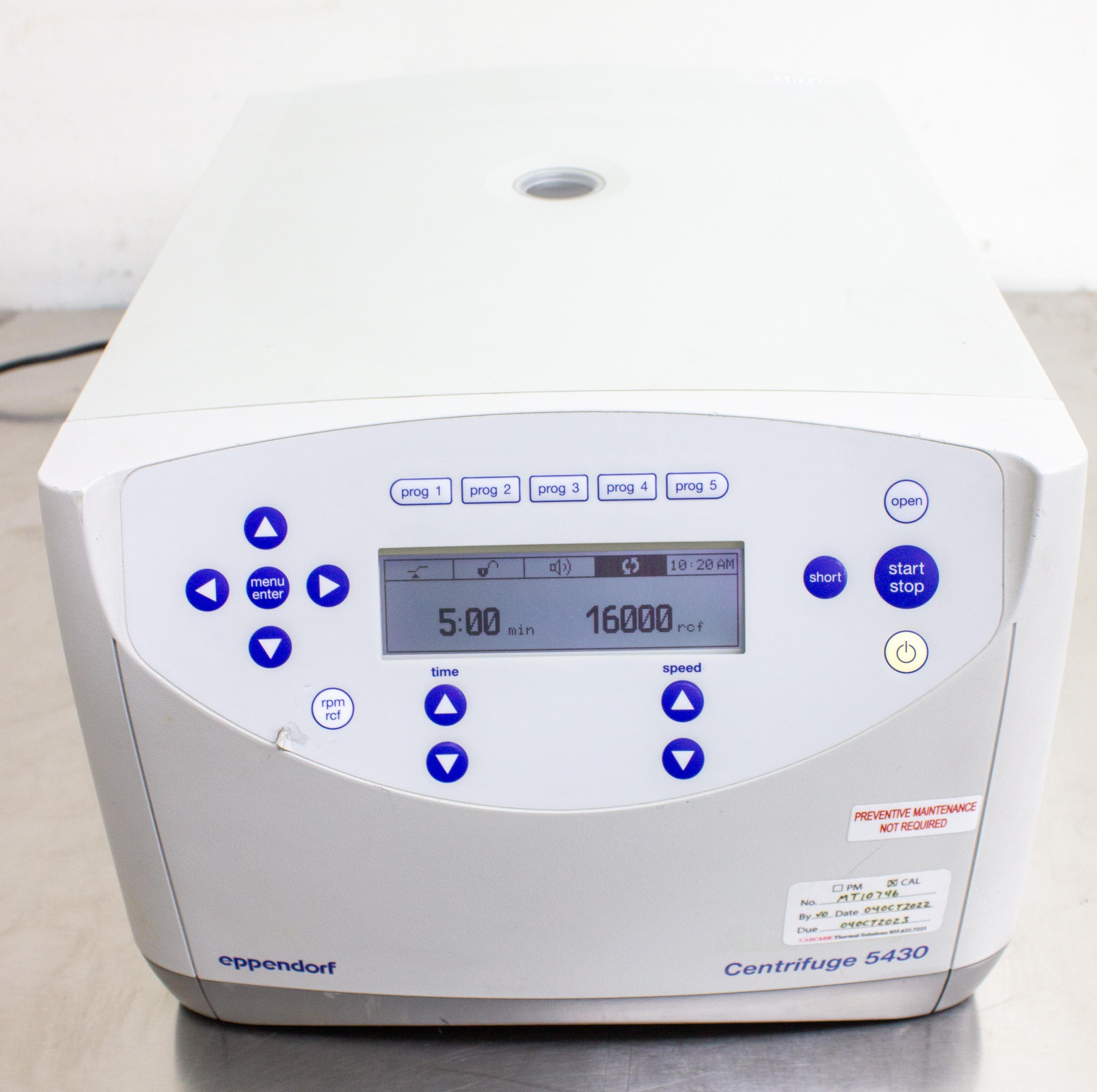 Eppendorf 5430 Benchtop Microcentrifuge 17500 RPM Cap 650mL Versatile