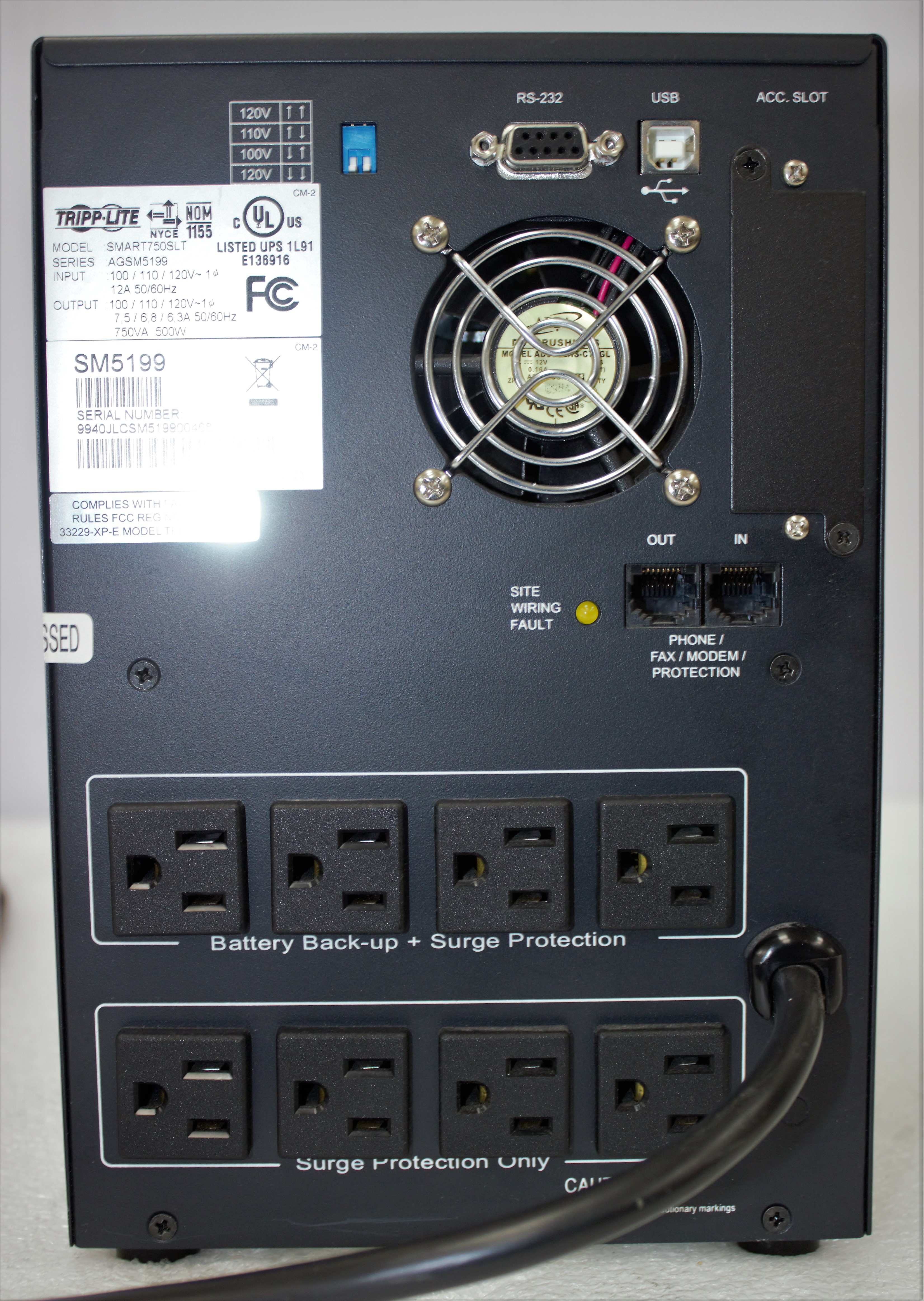 Tripp-Lite Smart750SLT UPS Line Interactive 750VA 500W Tower Network Use