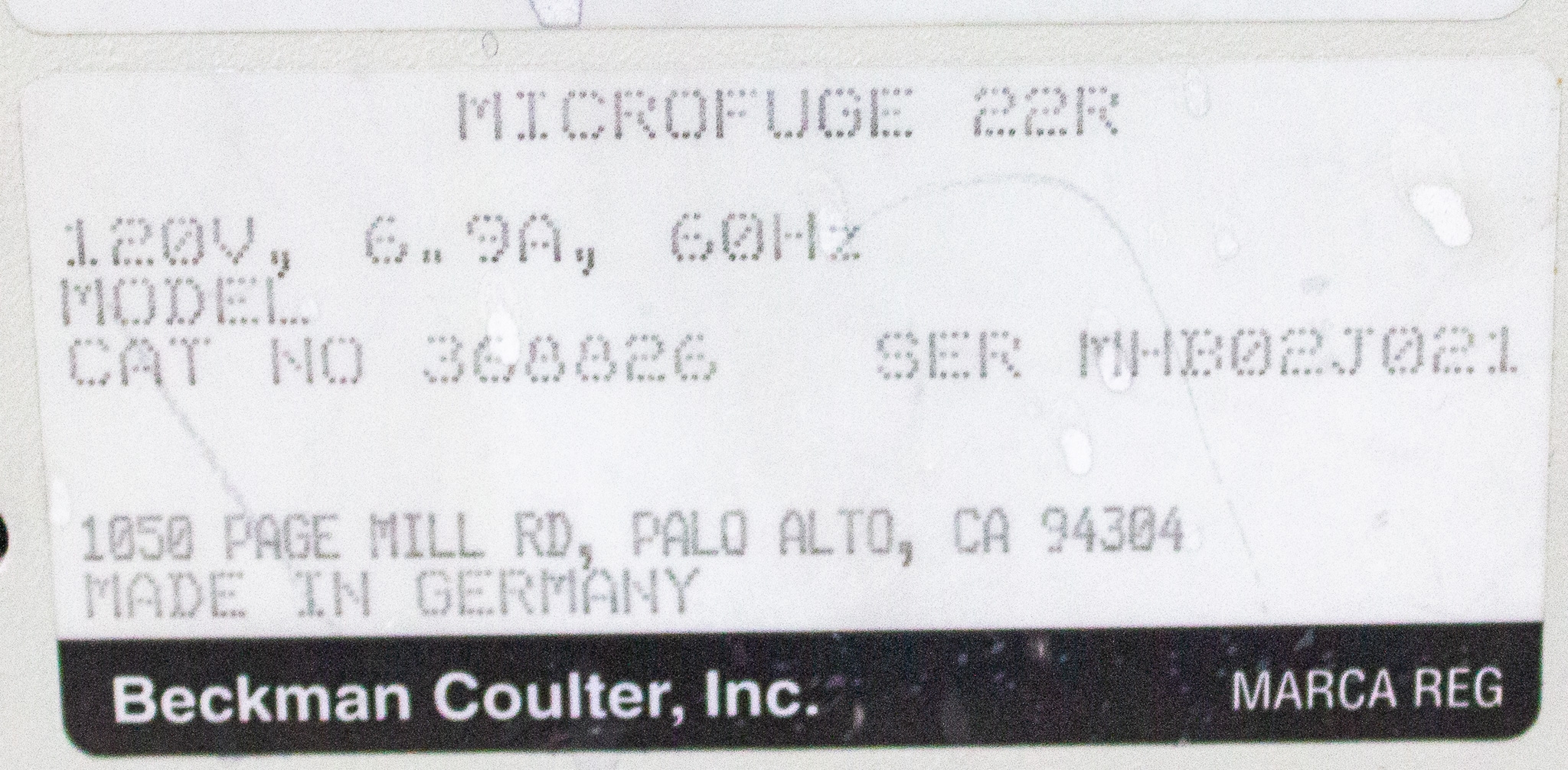 キララページ Beckman Coulter Microfuge 22R Benchtop Centrifuge -10 to 40C