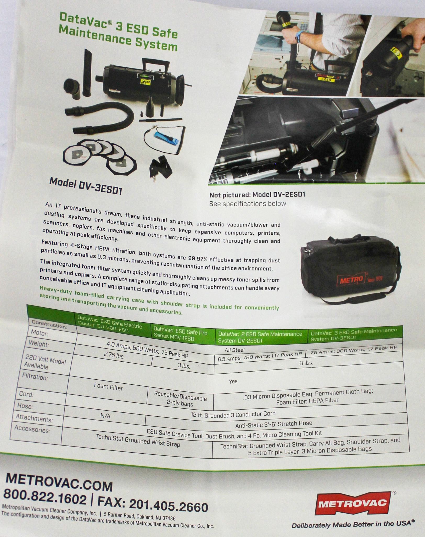 MetroVac MDV-3 Computer Vacuum Blower Turnkey ESD 1.7HP Micro Tools