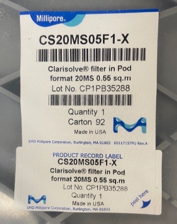 Millipore Clarisolve filter in Pod CS20MS05F1-X New Depth Filter