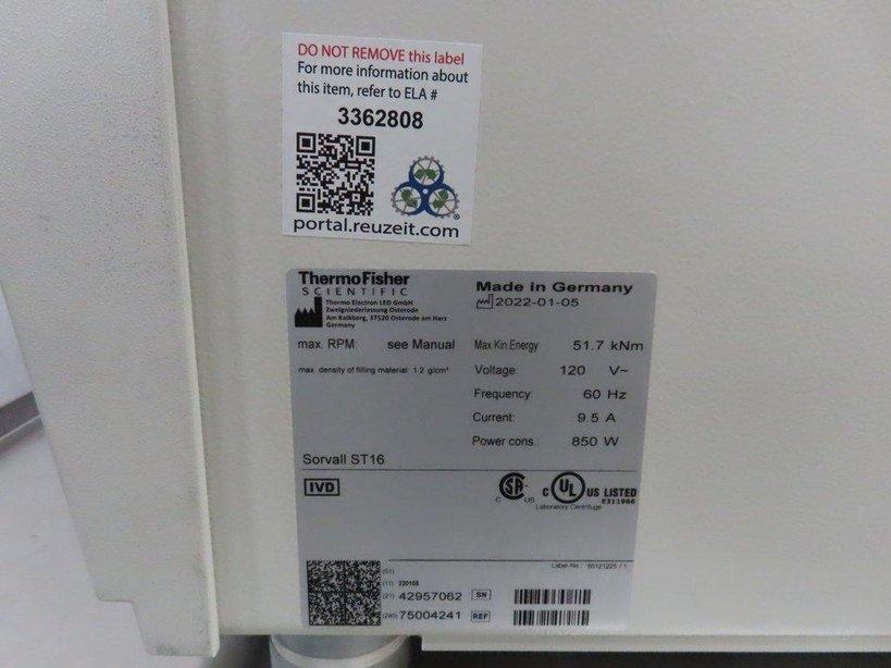 Thermo Sorvall ST 16 Benchtop Centrifuge High-Speed Performance 16700 RPM