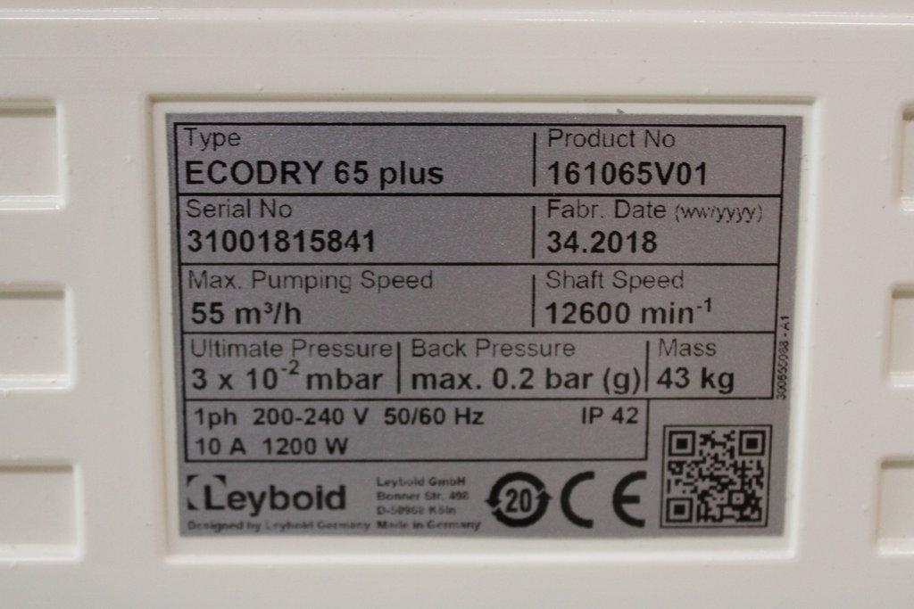 Leybold Ecodry 65 Plus Vacuum Pump 161065V22 Quiet Oil-Free Efficient