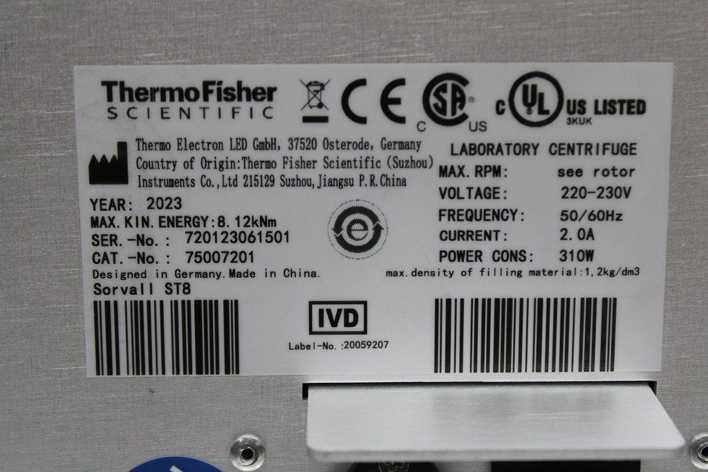 Thermo ST8 Centrifugation Benchtop Centrifuge Max 12000xg Low Noise 52 dBA