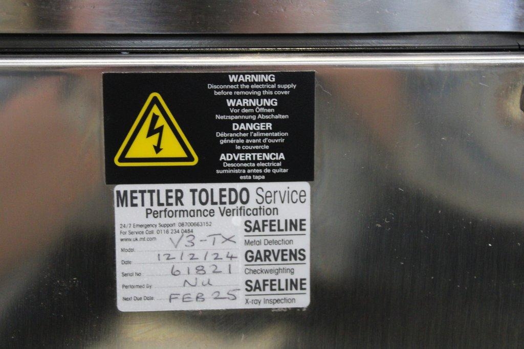 Mettler Toledo V3 TX Metal Detector Food Safety Quality Control Good Cond