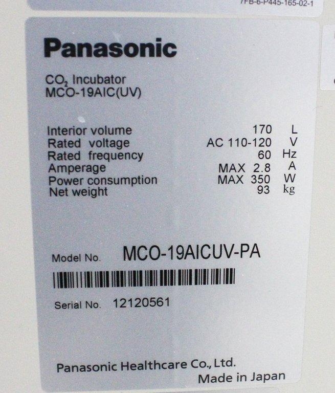 Panasonic MCO-19AICUV-PA CO2 Incubator 170L Safe Cell UV Temp Control