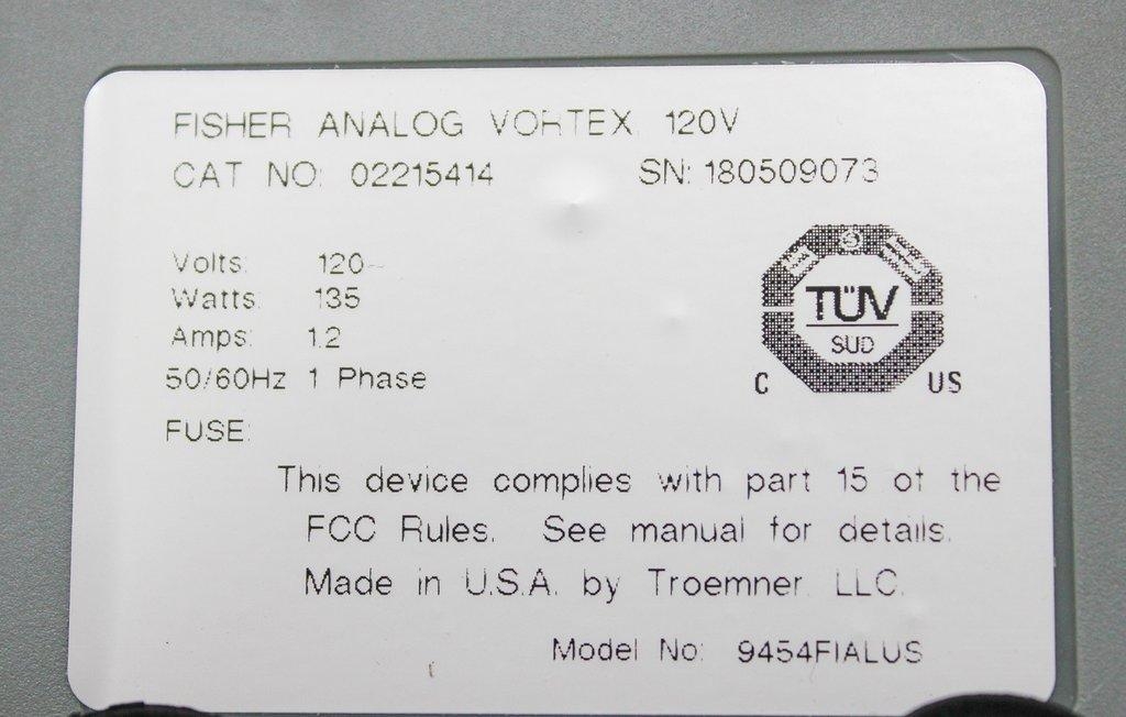 Fisherbrand Analog Vortex Mixer 02215414 Lab Tool 120V 60Hz US