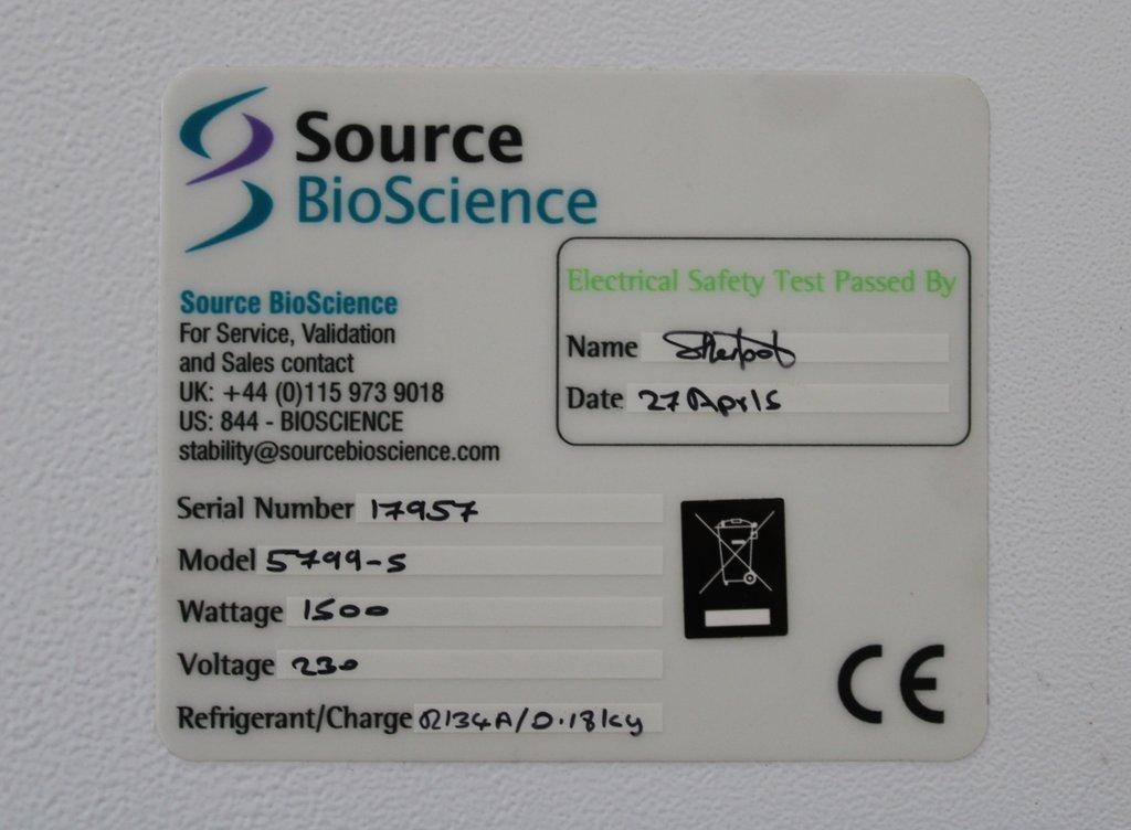 Source Bioscience Model 5799-S Laboratory Freezer -80 Freezer Cold Storage Unit