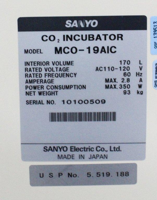 Sanyo MCO-19AIC CO2 Incubator Humidity Control 170L Temperature Range +5 to 50C