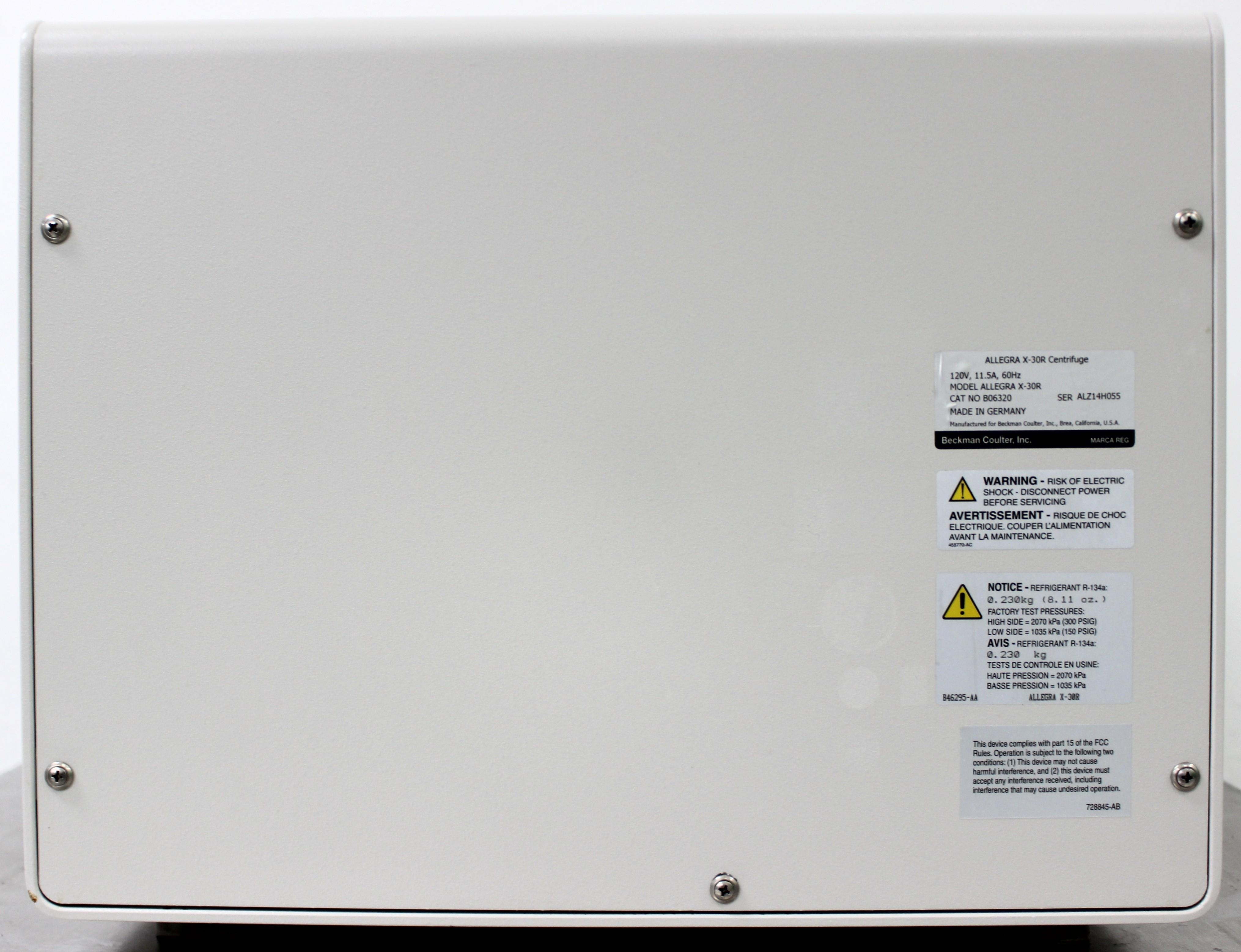 Beckman Allegra X-30R Centrifuge Benchtop 4700 RPM BioCertified Rotor