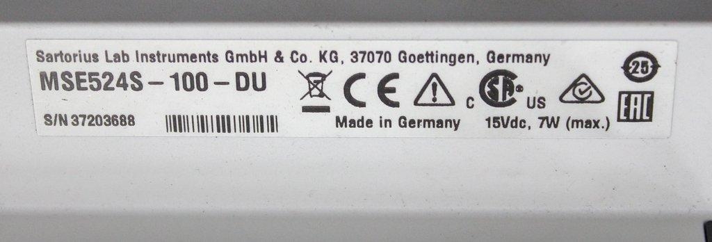 Sartorius MSE524S-100-DU Analytical Balance with 120V 60Hz Power Supply