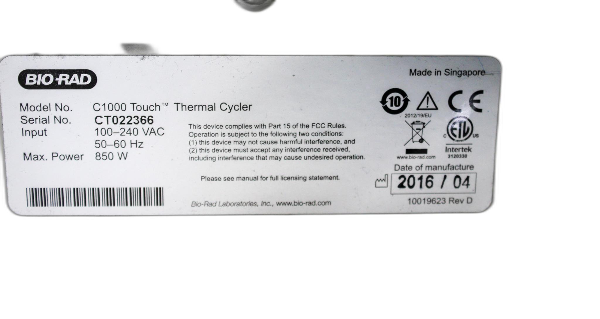 BIO-RAD C1000 Touch Thermal Cycler for Advanced PCR Analysis