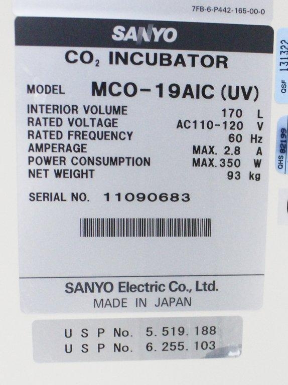 Sanyo MCO-19AIC CO2 Incubator 170L Temperature Range +5C to 50C Humidity Control