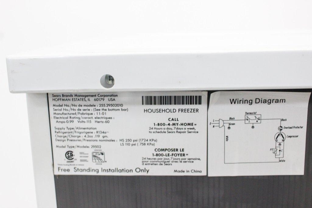 Kenmore 29502 Freezer Upright -30C 5.1cu ft Energy Efficient