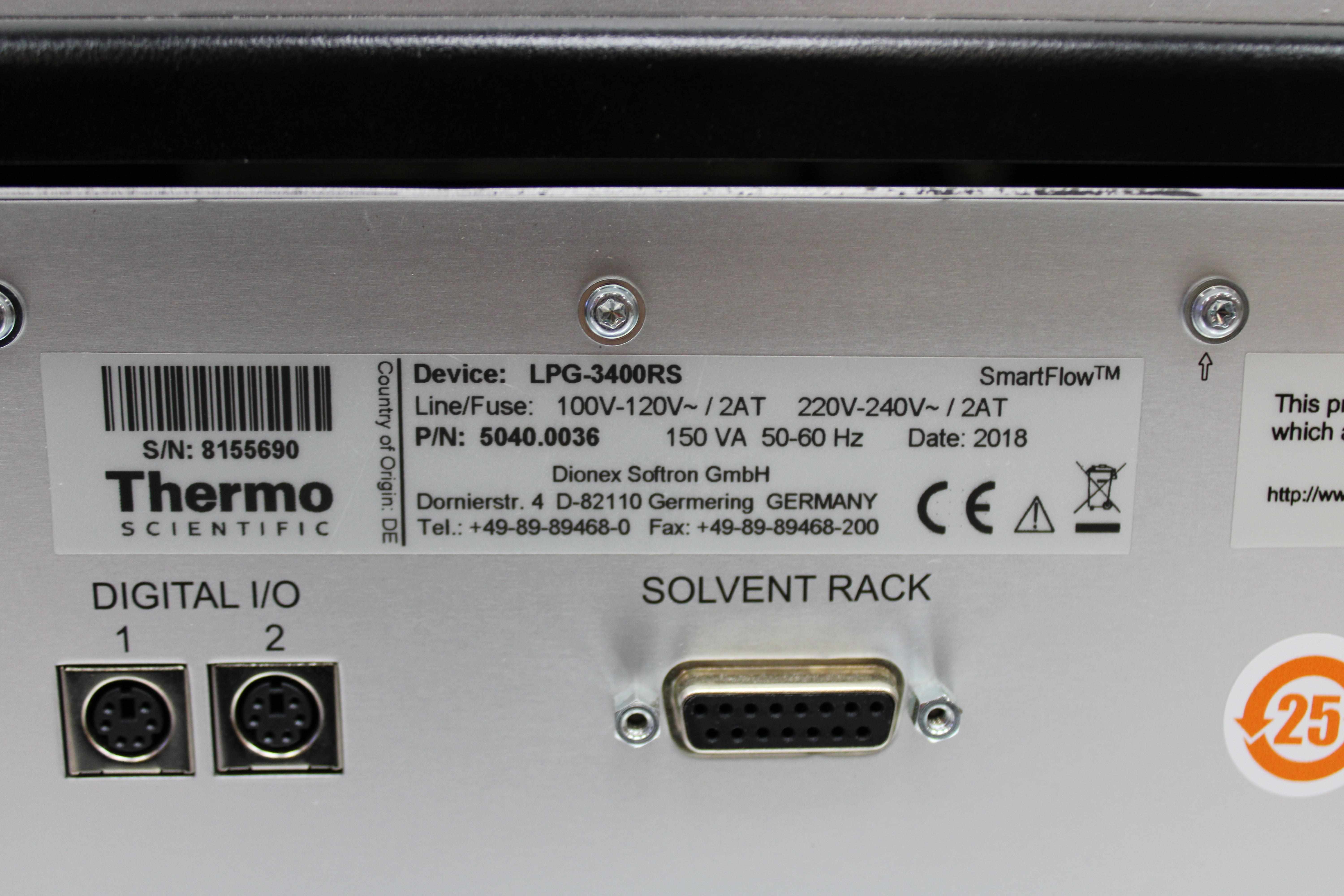 Thermo UltiMate3000 HPLC System with Diode Array Detector and Quaternary Pump