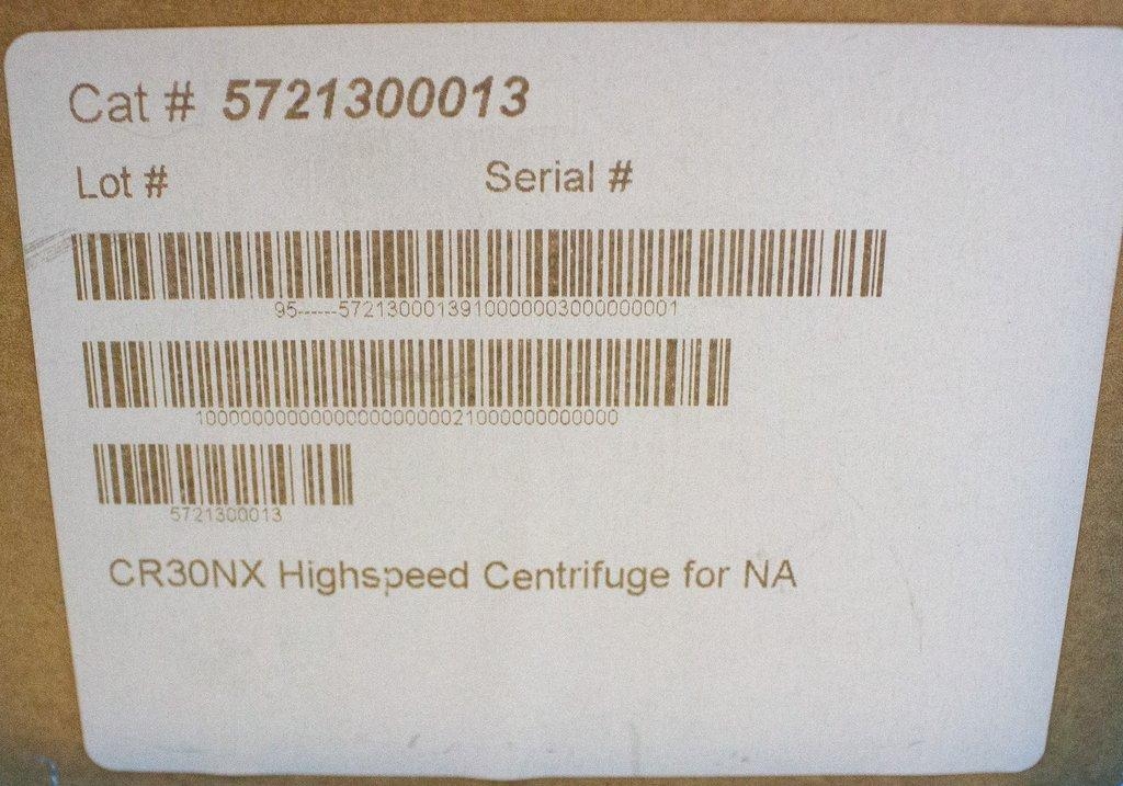 Eppendorf CR30NX Centrifuge Ultracentrifuge 110,000xg 6L Capacity -20 to 40C
