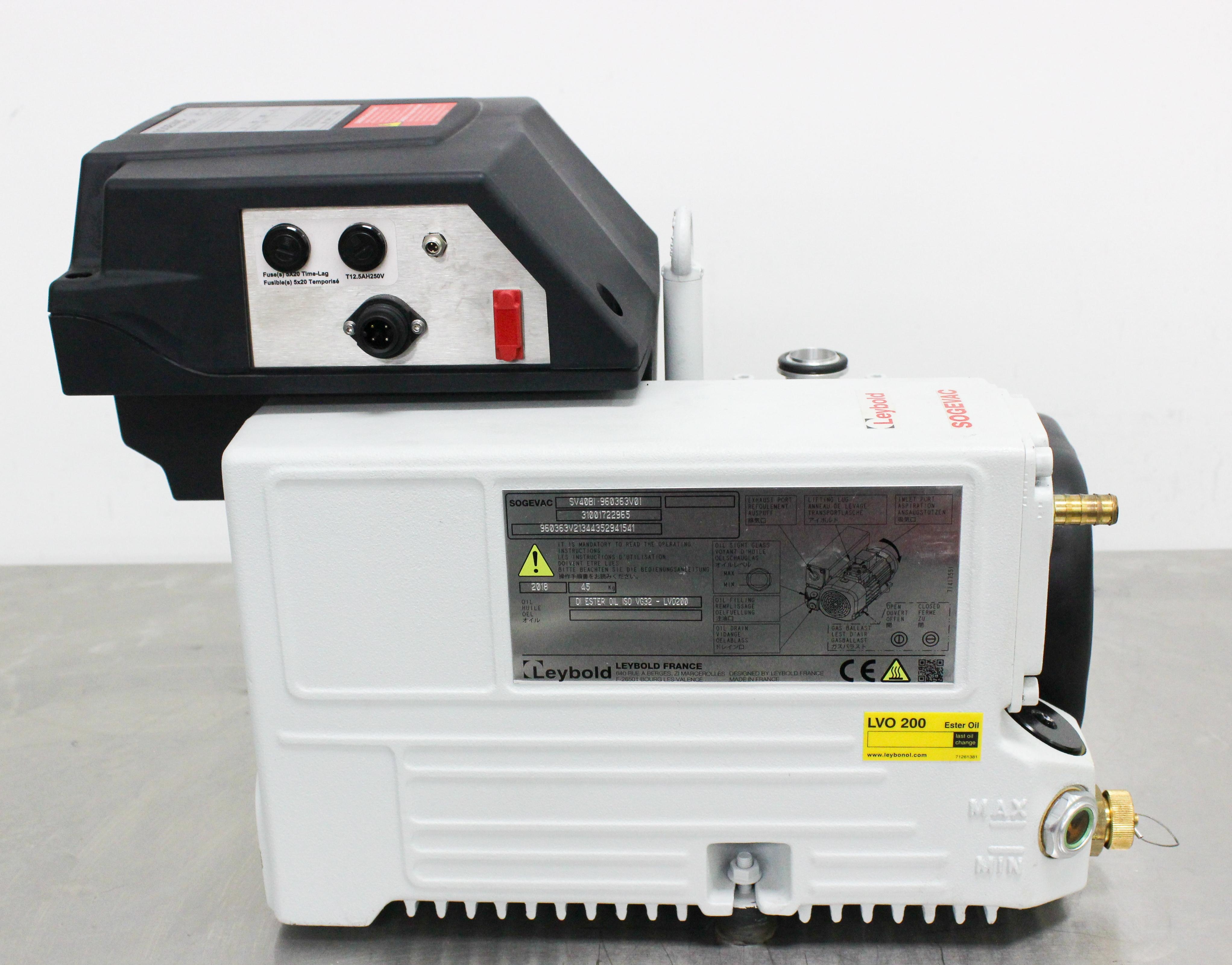 Leybold Sogevac SV40BI Vacuum Pump, Single-Stage Oil Rotary Vane, 220V