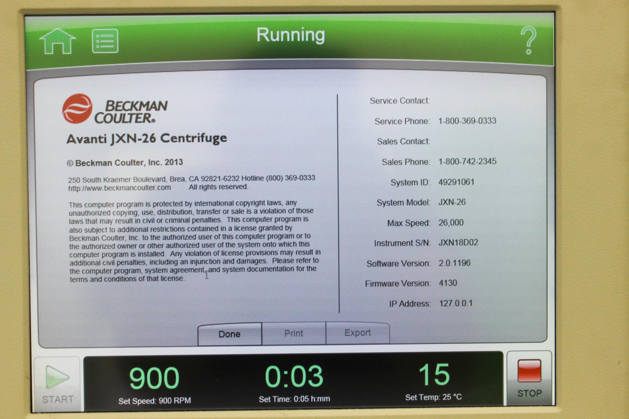 Beckman Coulter Avanti JXN-26 Centrifuge High-Speed Sample Processing