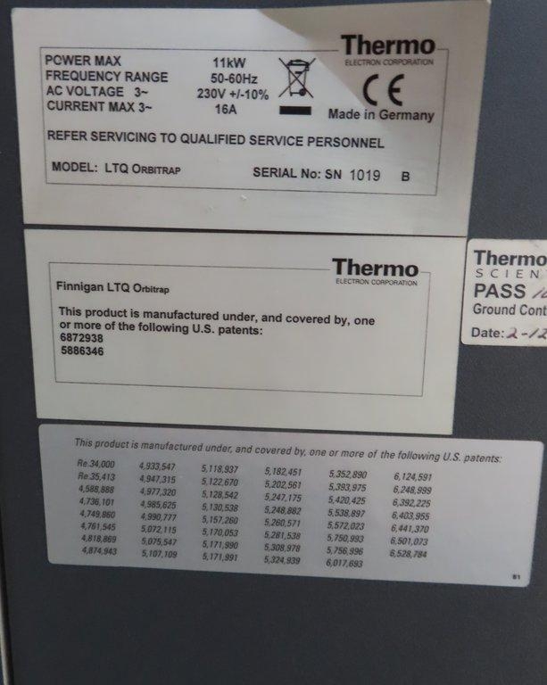 ThermoFisher LTQ Orbitrap Mass Spectrometer 50-4000 m/z, High Resolution