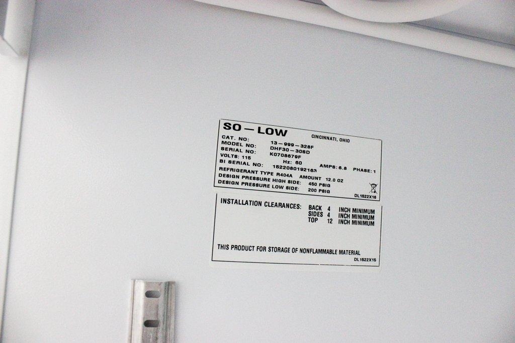 So-Low DHF30-30SD Freezer Ultra Low Cold Storage Fair Condition -80C - 150L