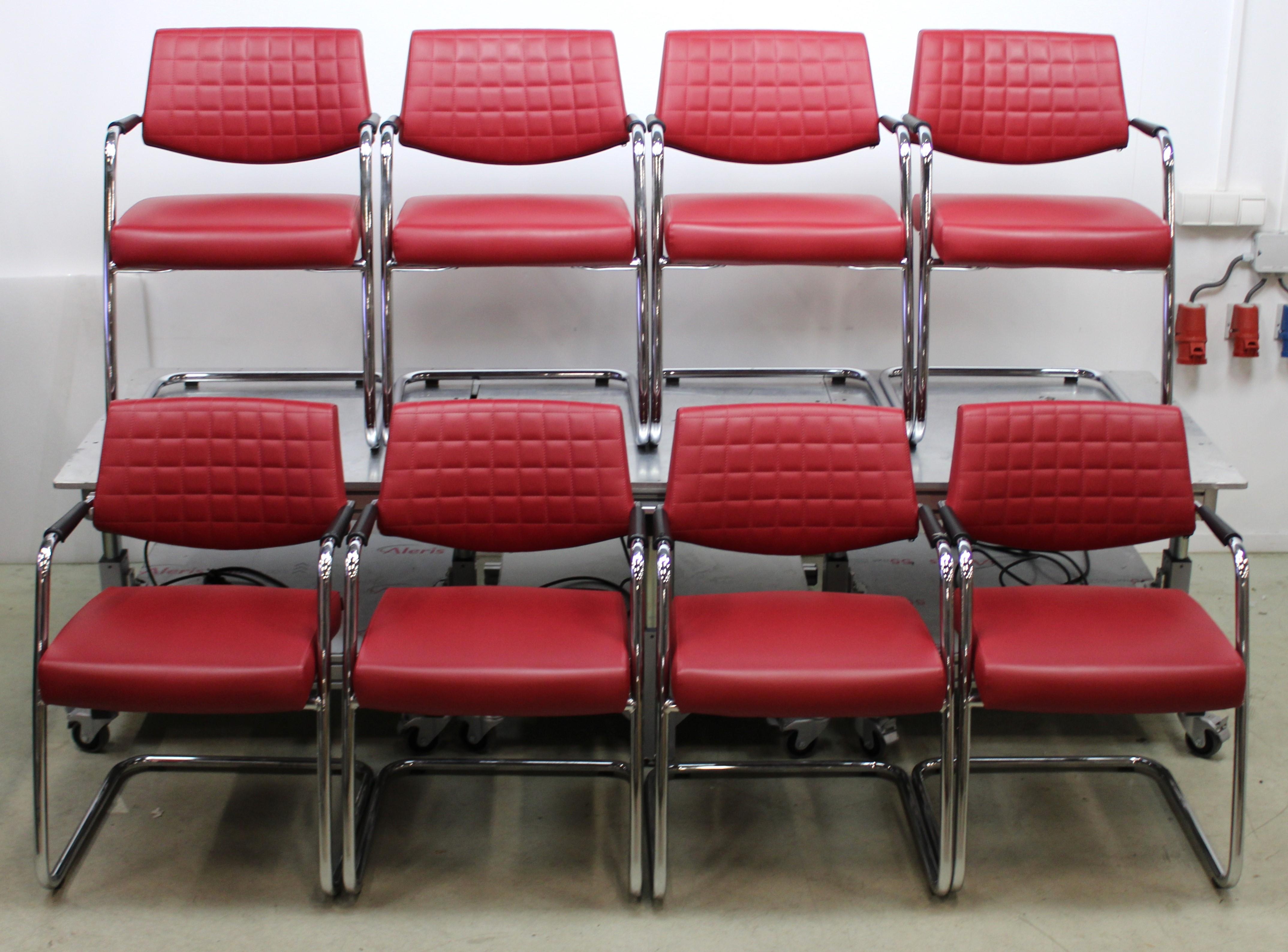 SitLand Stabilimento Chair Set Office Public Space Red Eco-Leather 8 Pcs