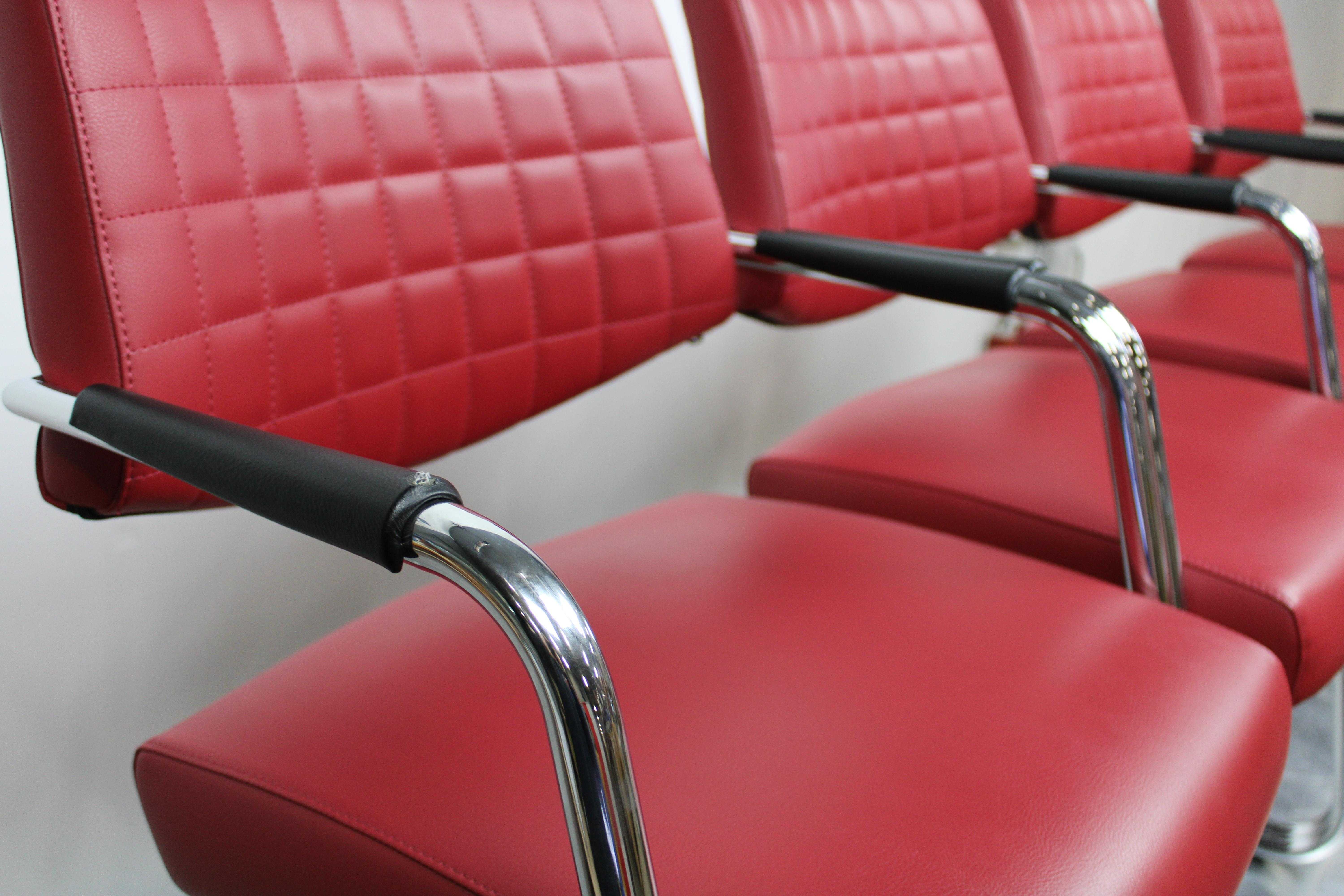 SitLand Stabilimento Chair Set Office Public Space Red Eco-Leather 8 Pcs