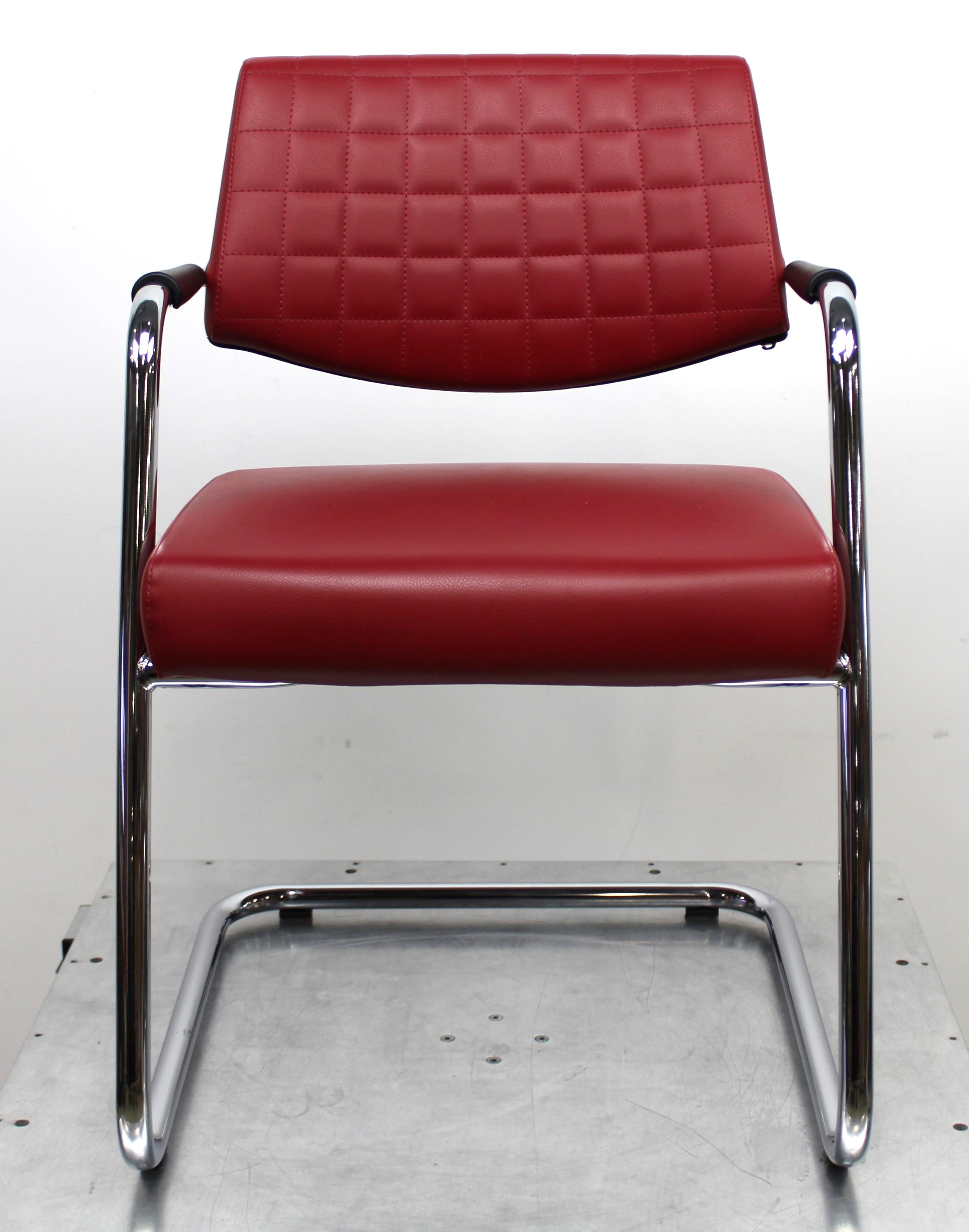 SitLand Stabilimento Chair Set Office Public Space Red Eco-Leather 8 Pcs