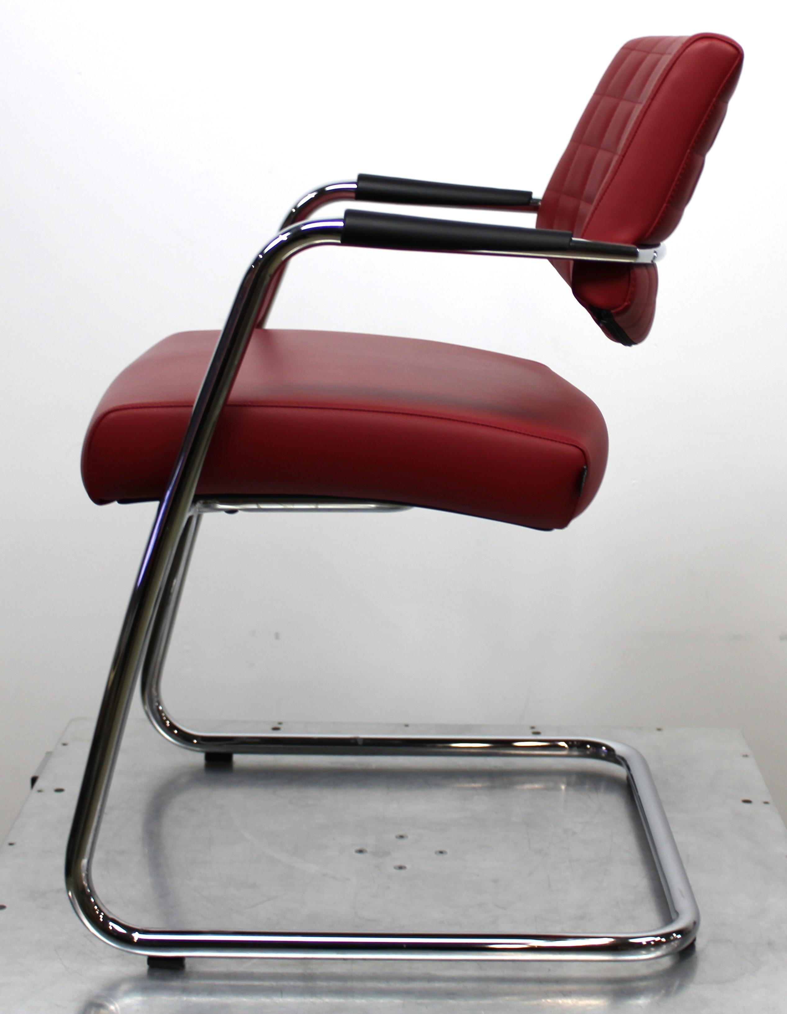 SitLand Stabilimento Chair Set Office Public Space Red Eco-Leather 8 Pcs