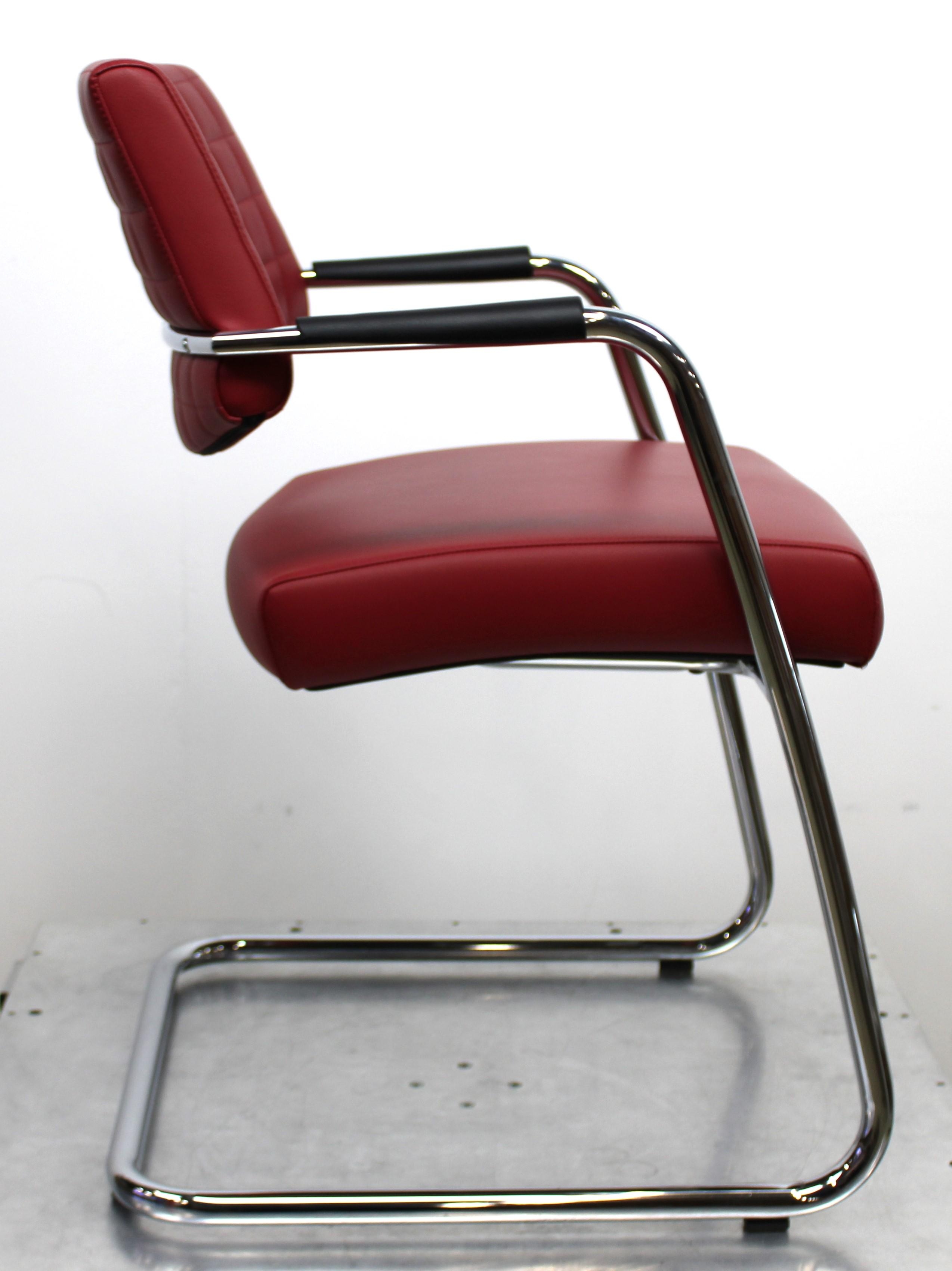 SitLand Stabilimento Chair Set Office Public Space Red Eco-Leather 8 Pcs