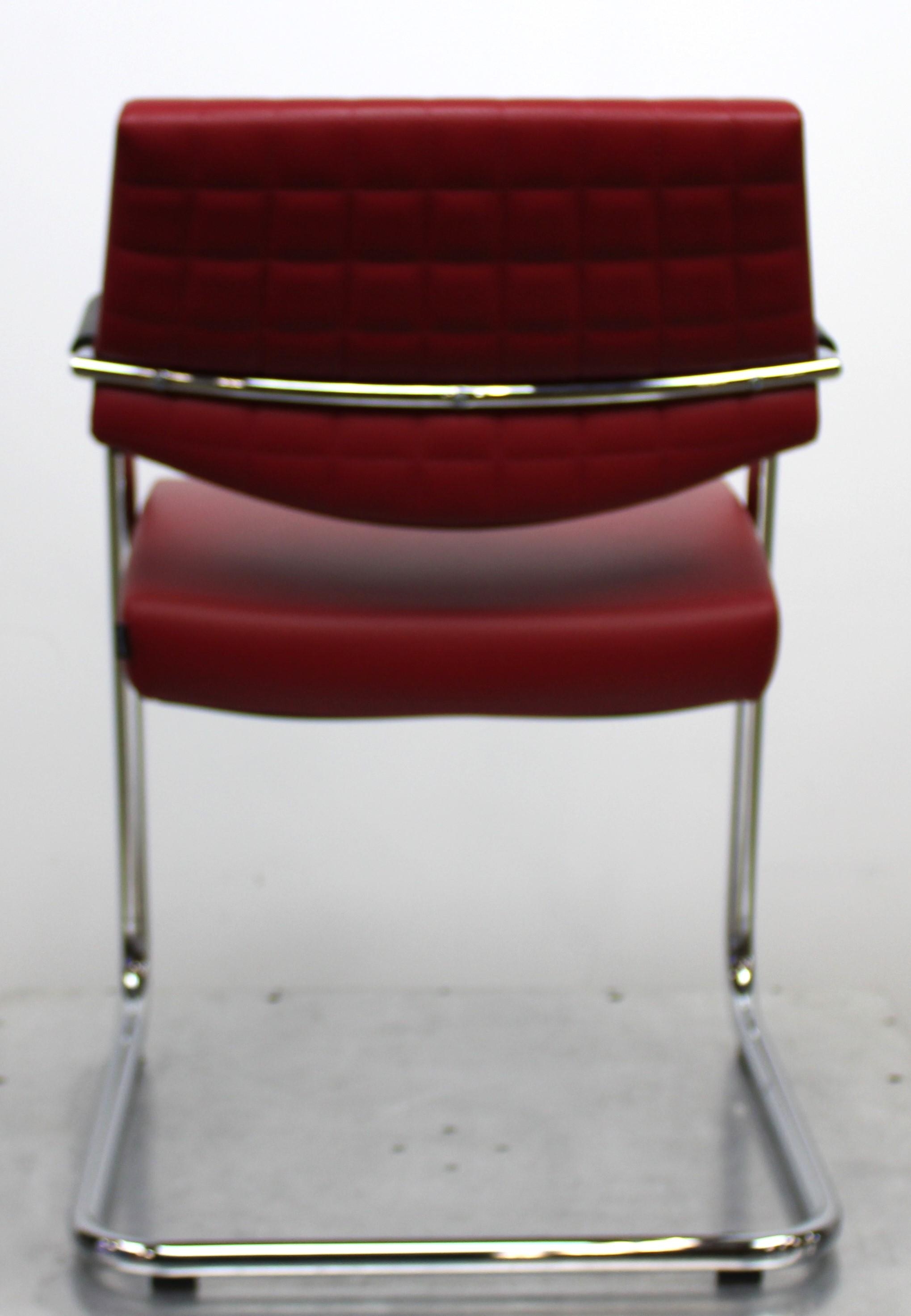 SitLand Stabilimento Chair Set Office Public Space Red Eco-Leather 8 Pcs