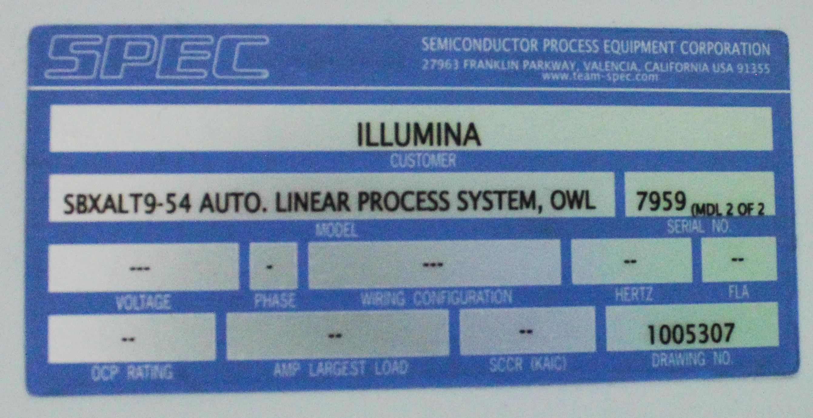 SPEC SBXALT9-54 Automated Linear Process System Chemical Processing Lab