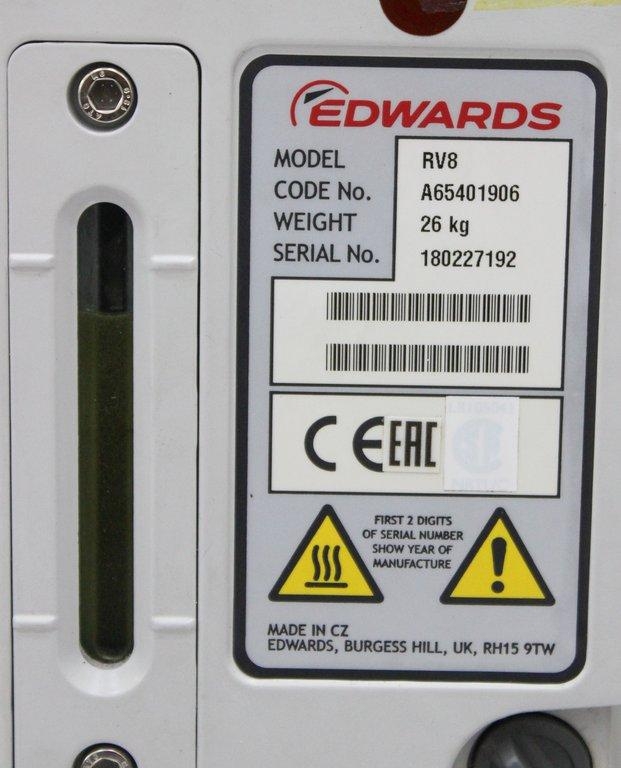 Edwards RV8 Vacuum Pump VG Condition w/ Cosmetic Blemishes 4 Micron Rating
