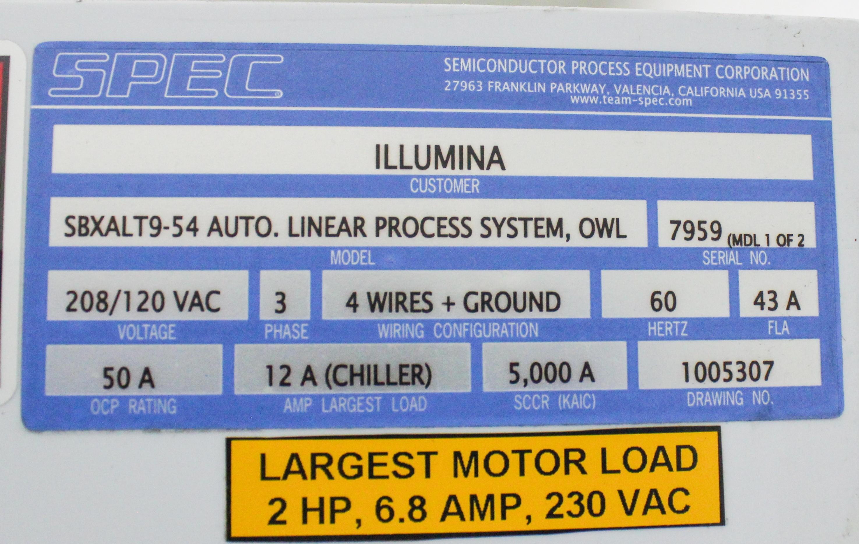 SPEC SBXALT9-54 Automated Linear Process System Chemical Processing Lab