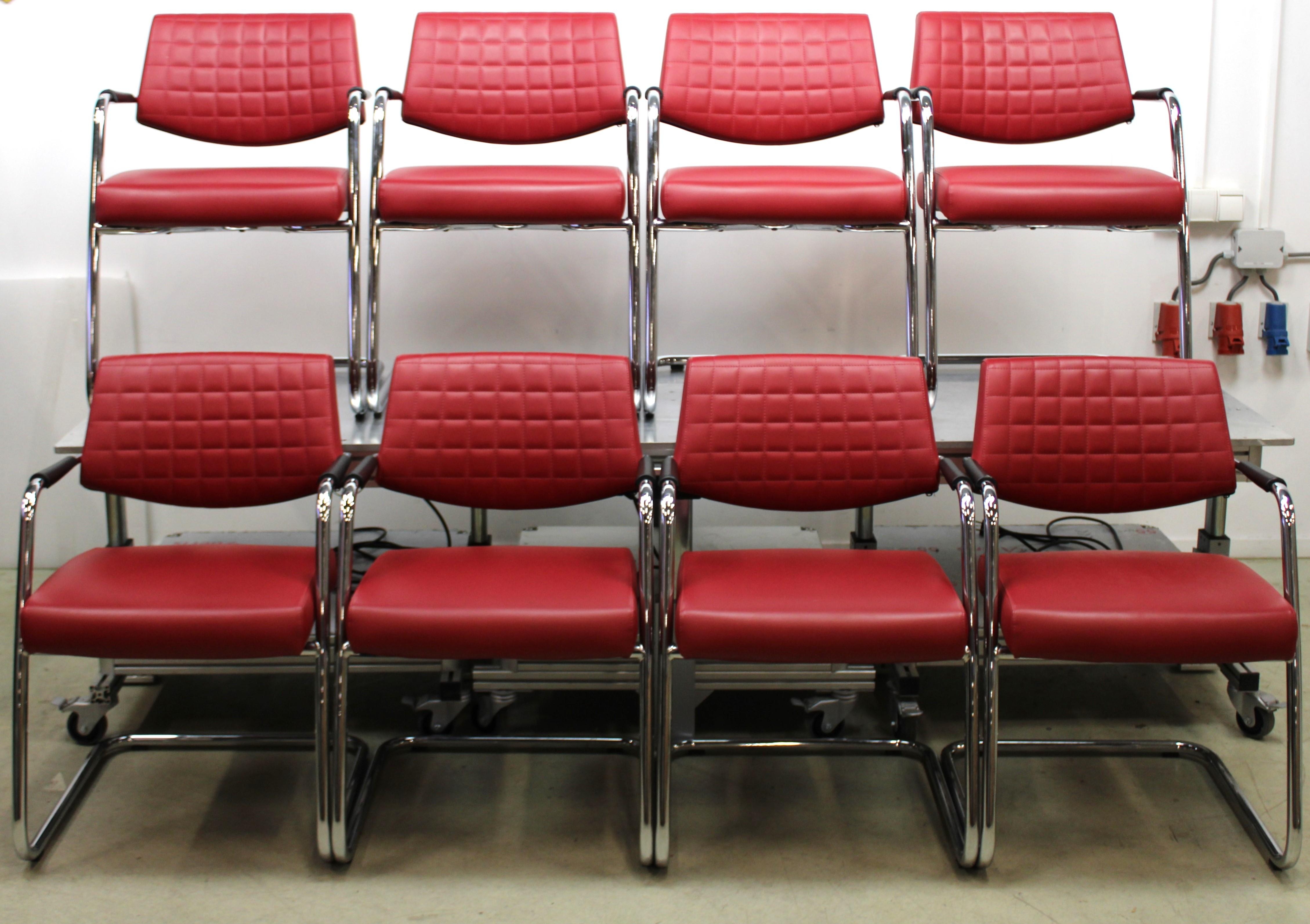 SitLand Stabilimento di Nanto VI Chair Set Red Eco-Leather 8pcs Home/Office Use