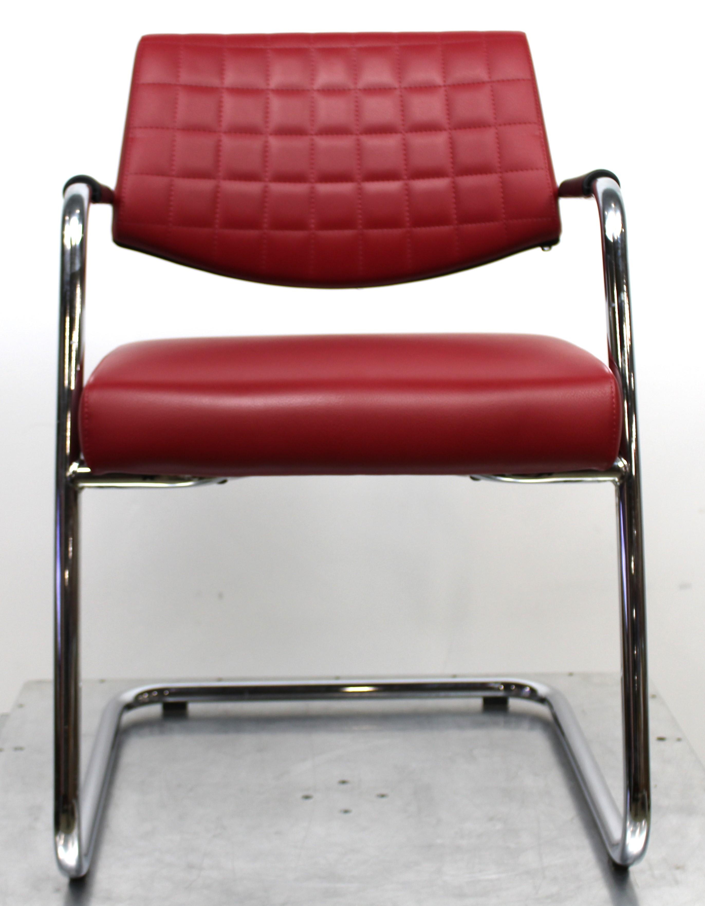 SitLand Stabilimento di Nanto VI Chair Set Red Eco-Leather 8pcs Home/Office Use