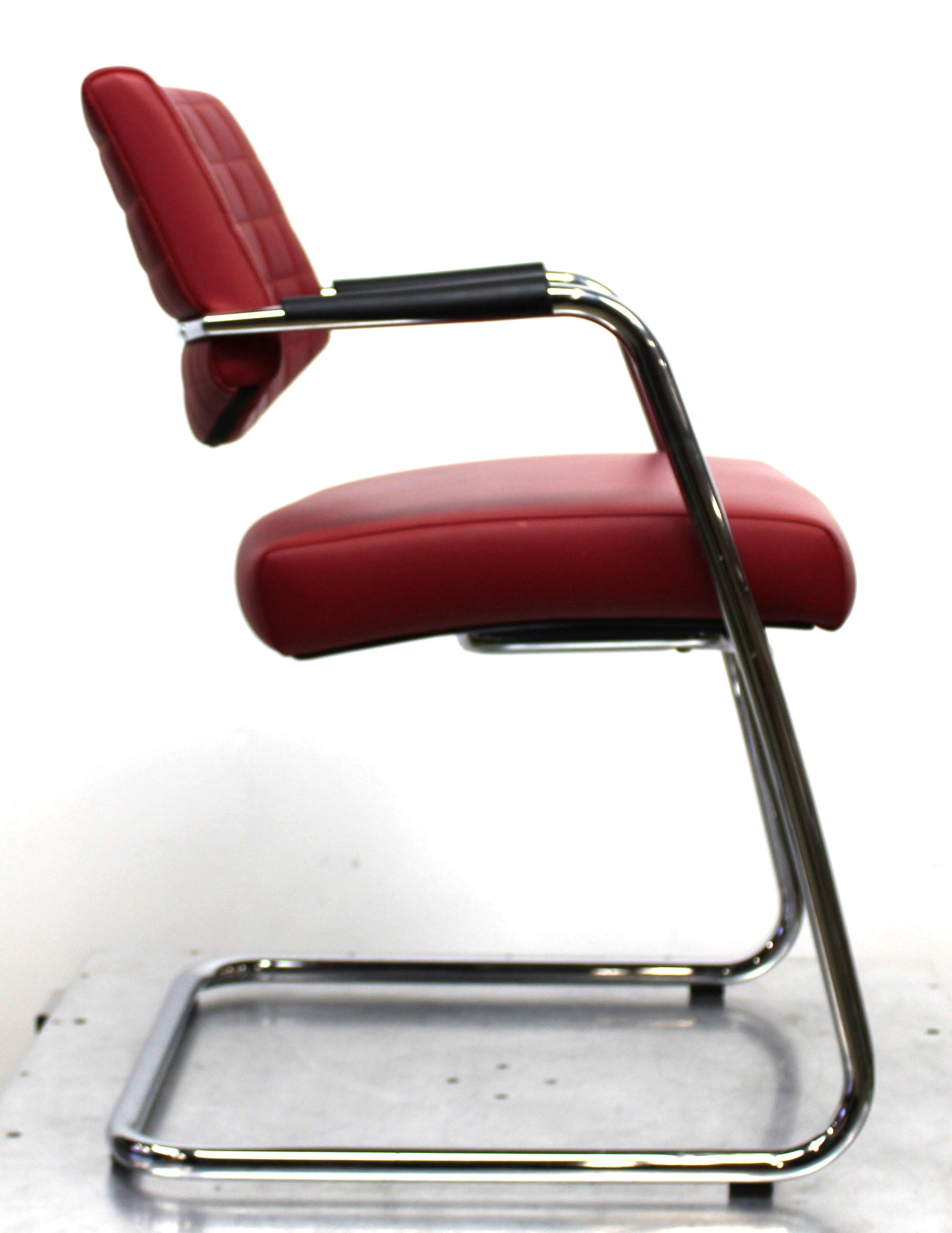 SitLand Stabilimento di Nanto VI Chair Set Red Eco-Leather 8pcs Home/Office Use